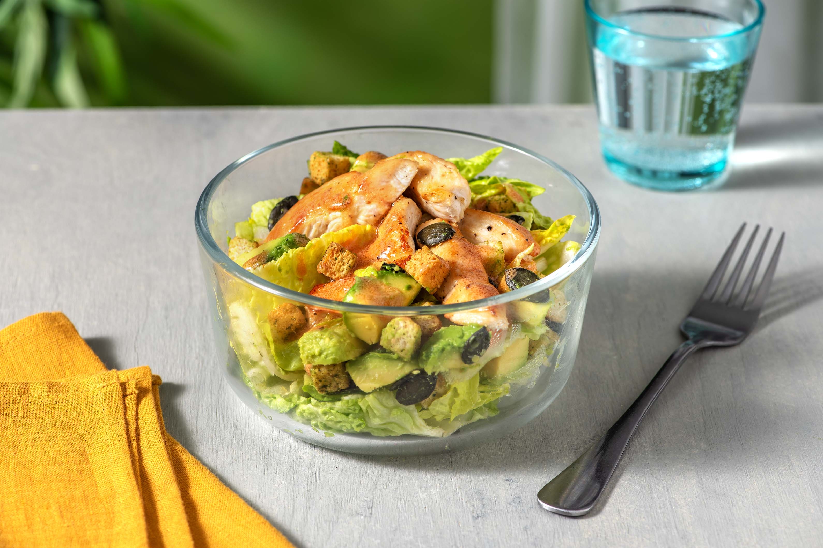 Chicken & Avocado Salad with Croutons & Pumpkin Seeds