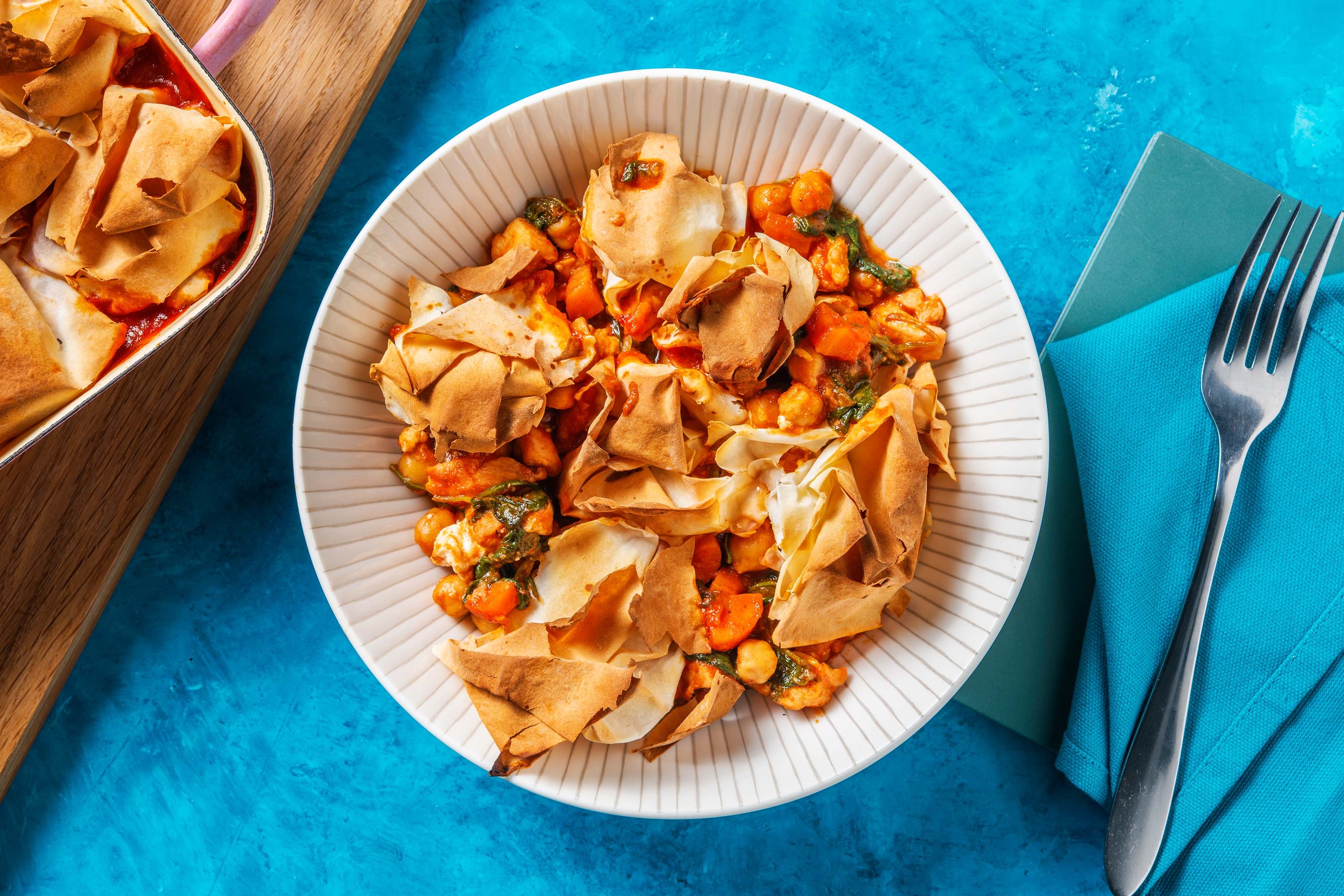 Chicken and Harissa Filo Scrunch Pie