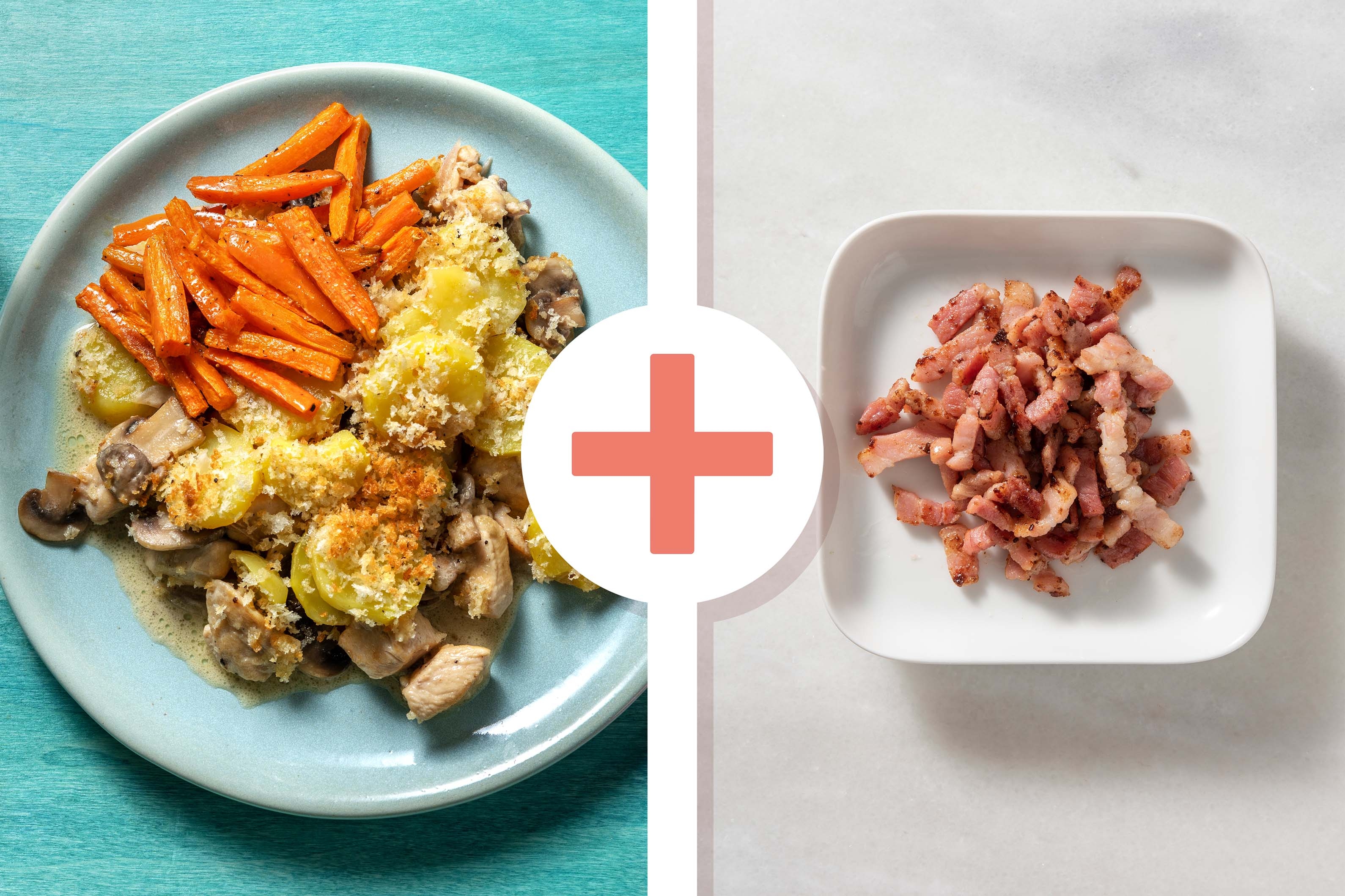 Chicken and Mushroom Hotpot with Bacon Lardons