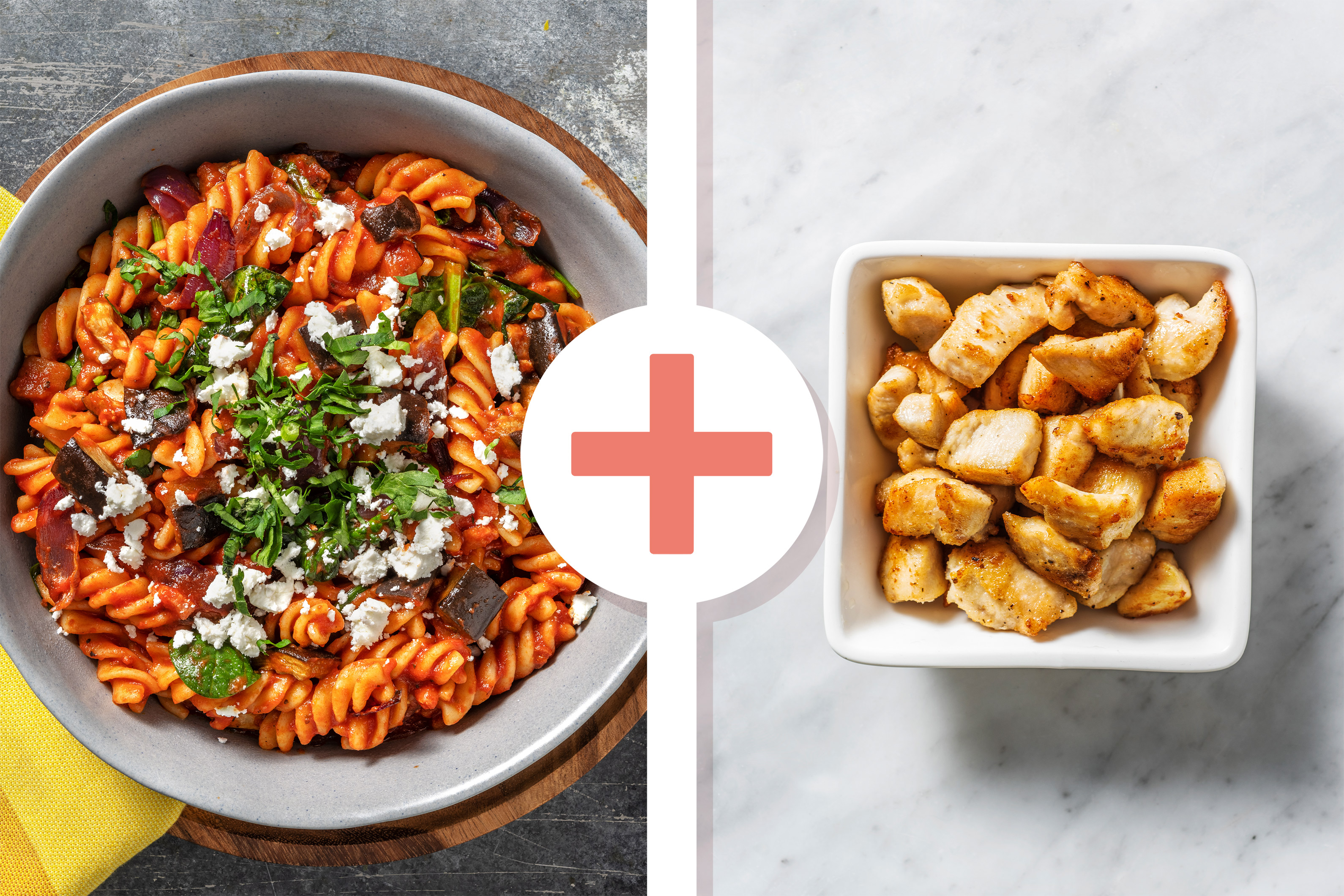 Chicken, Bacon & Roast Eggplant Fusilli