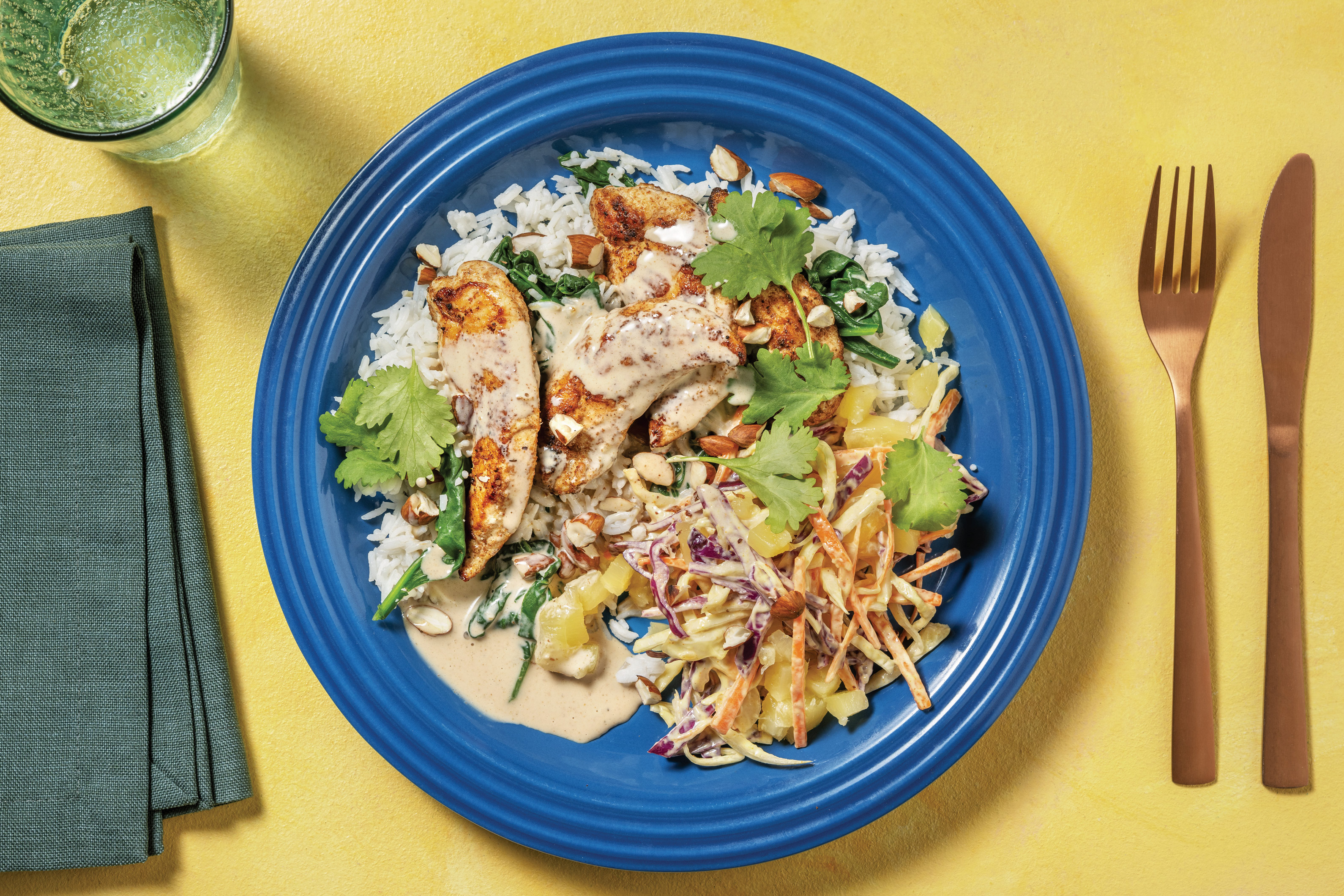 Chicken & Caribbean Coconut Sauce with Spinach Rice