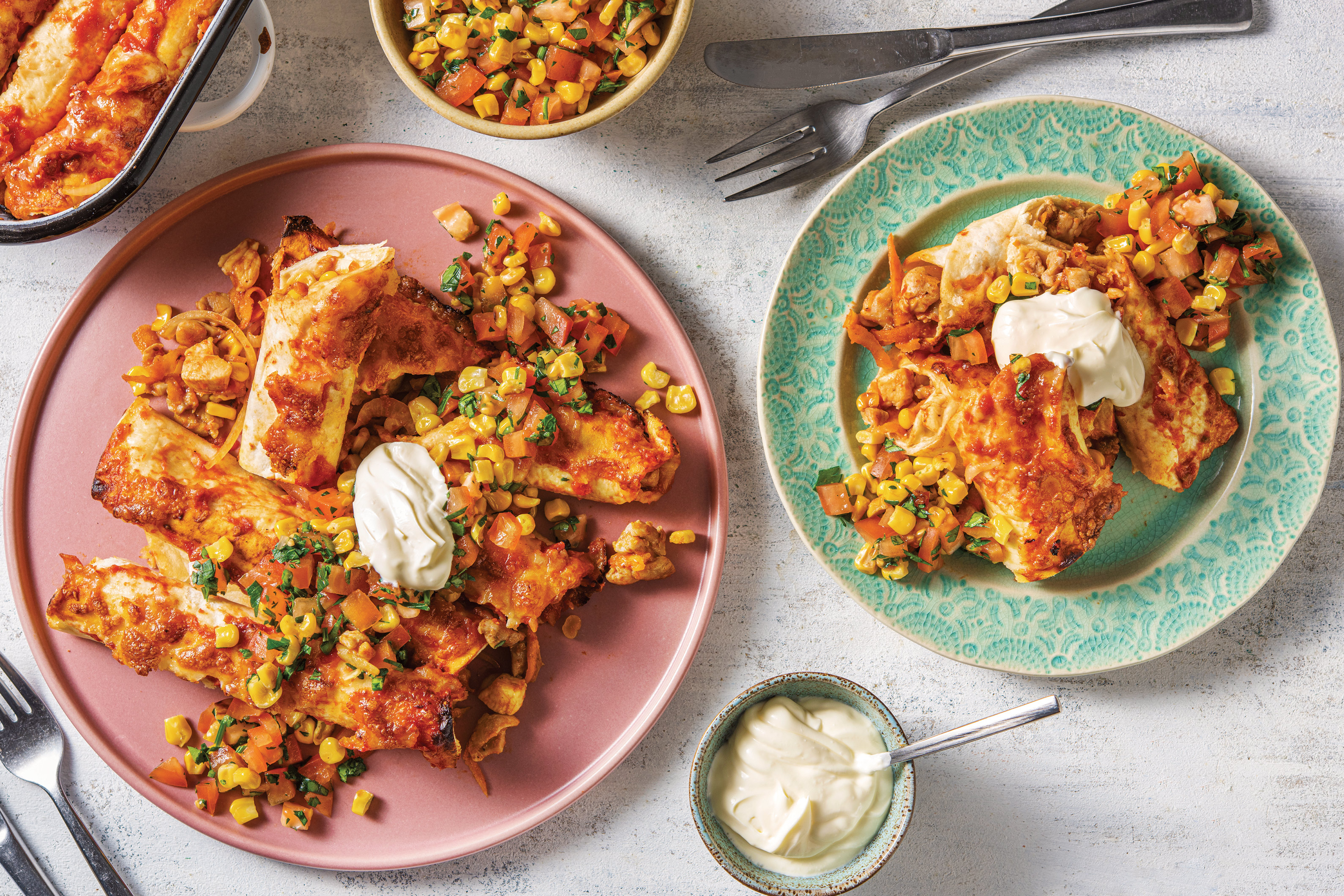 Chicken & Charred Corn Enchiladas