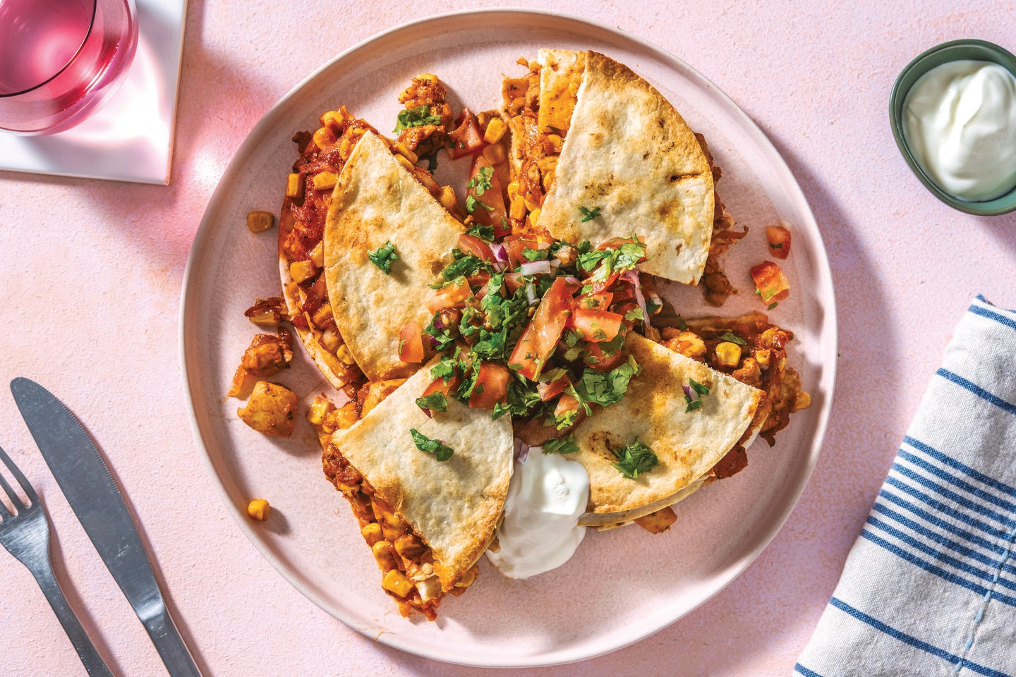 Chicken & Corn Baked Quesadillas