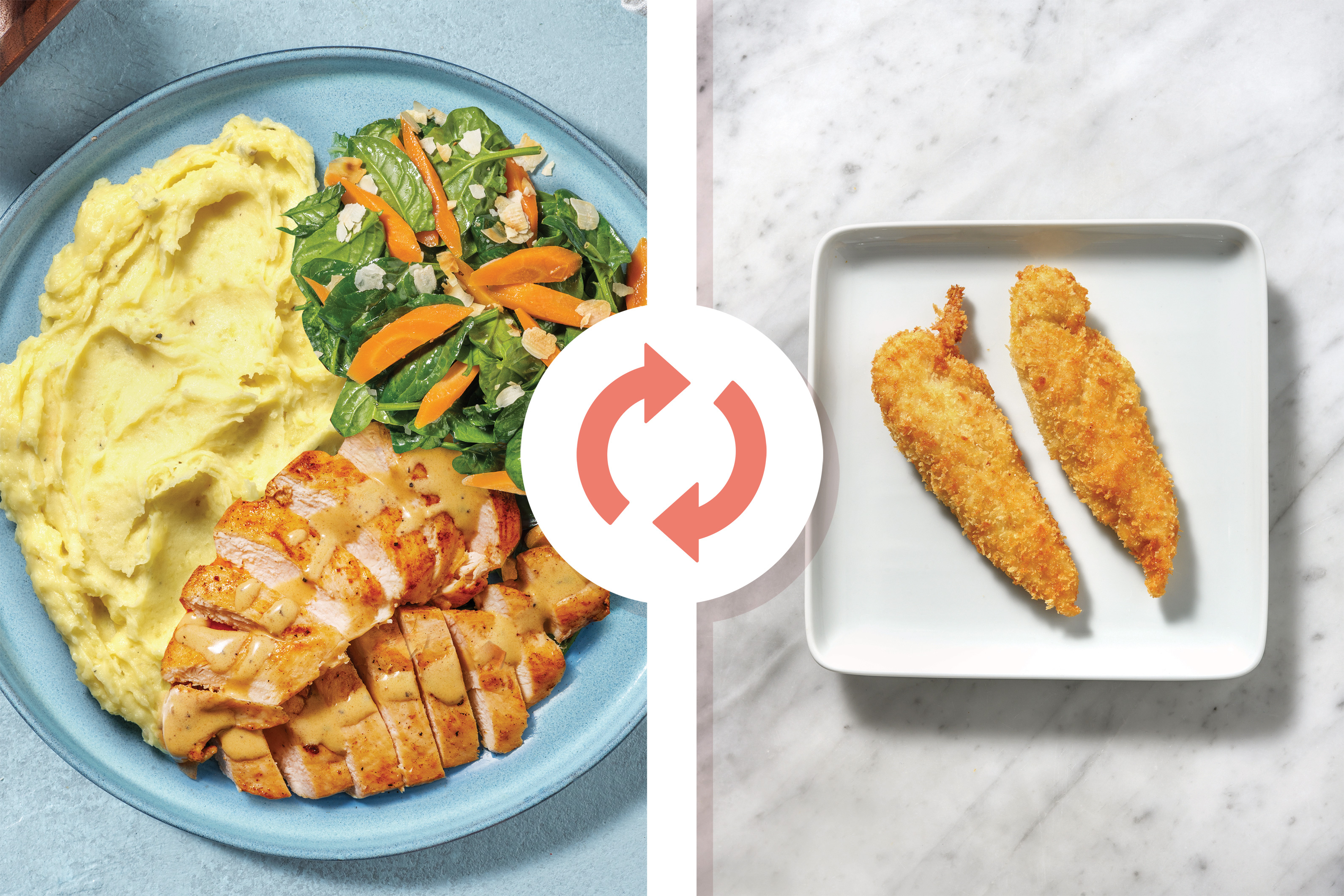 Golden Plant-Based Crumbed Chick'n & Creamy Pepper Sauce
