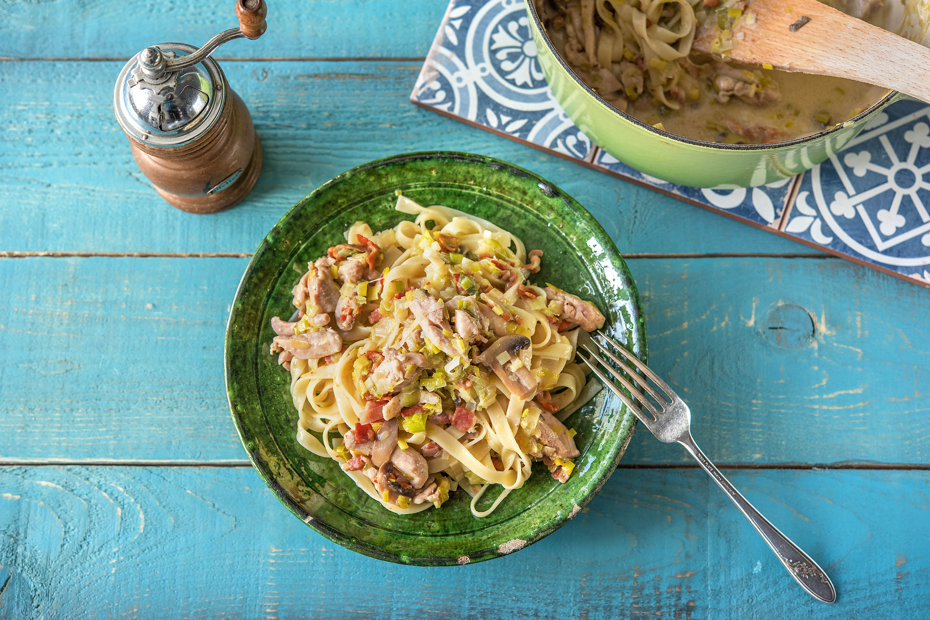 Erica's Chicken & Bacon Cream Cheese Fettuccine