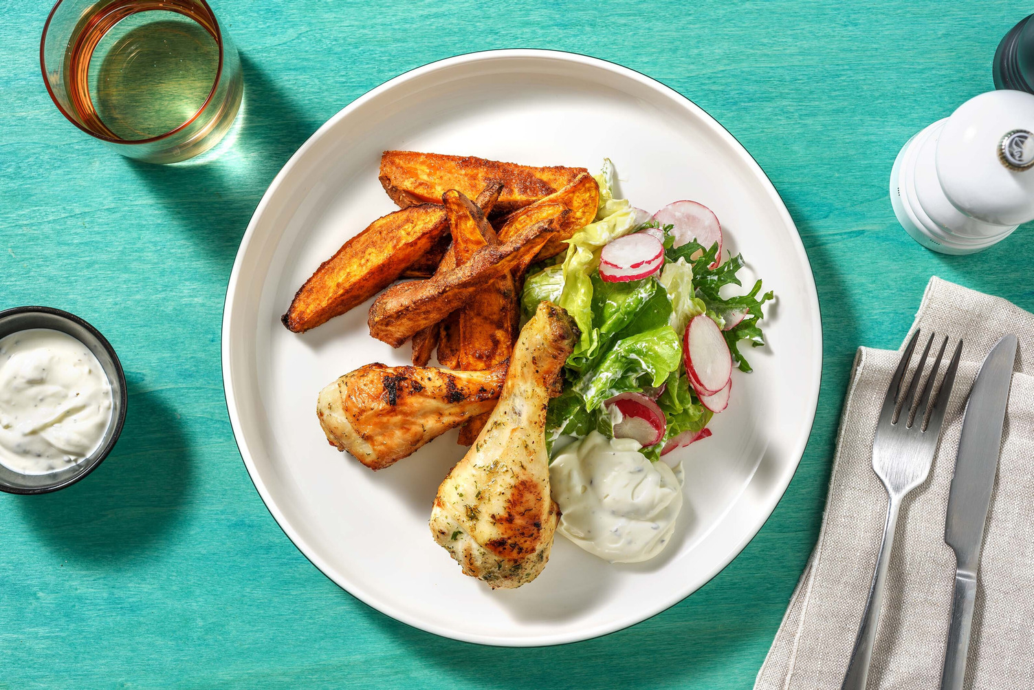 Chicken Drumsticks mit Ranch-Dip