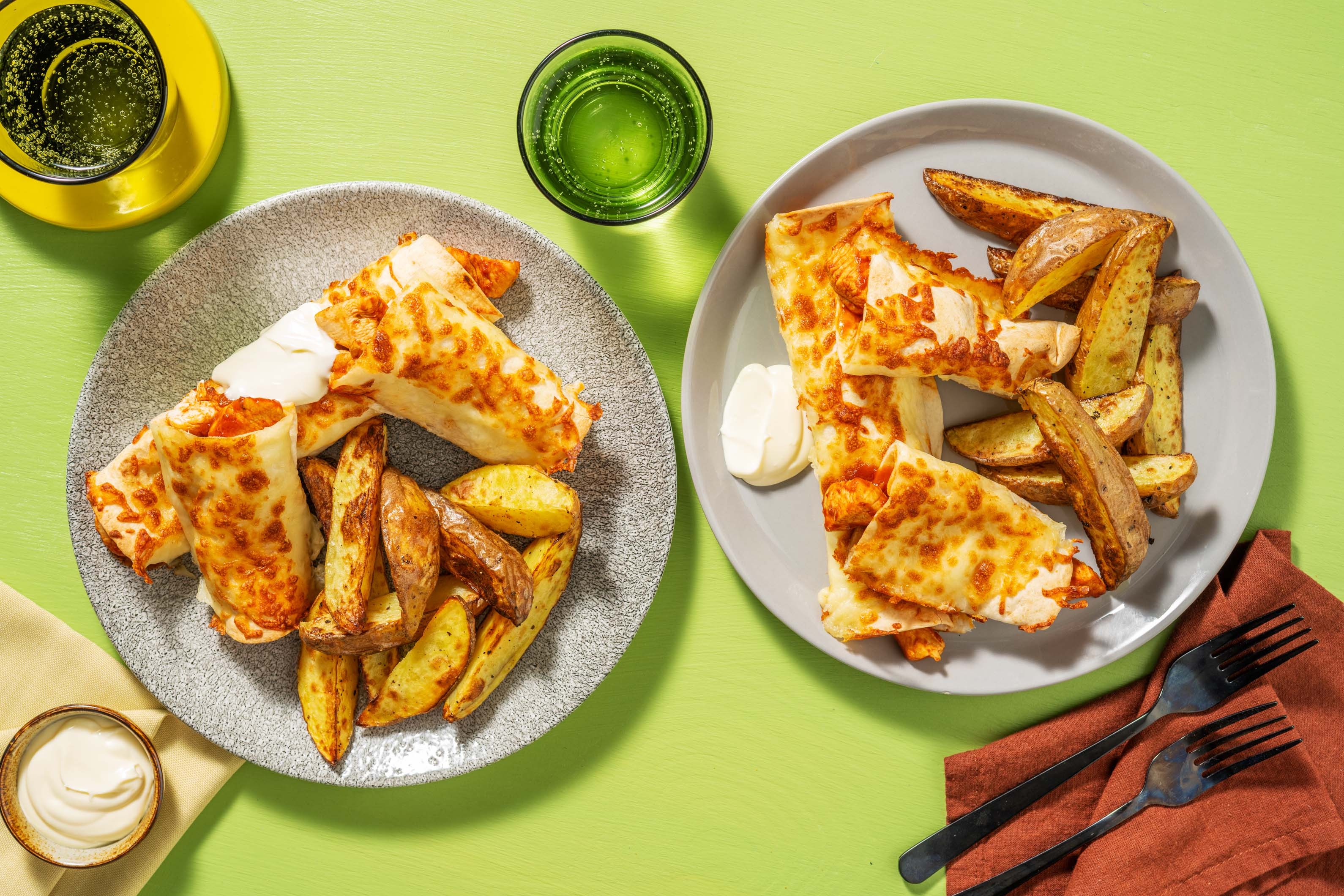 Chicken Enchiladas and Wedges