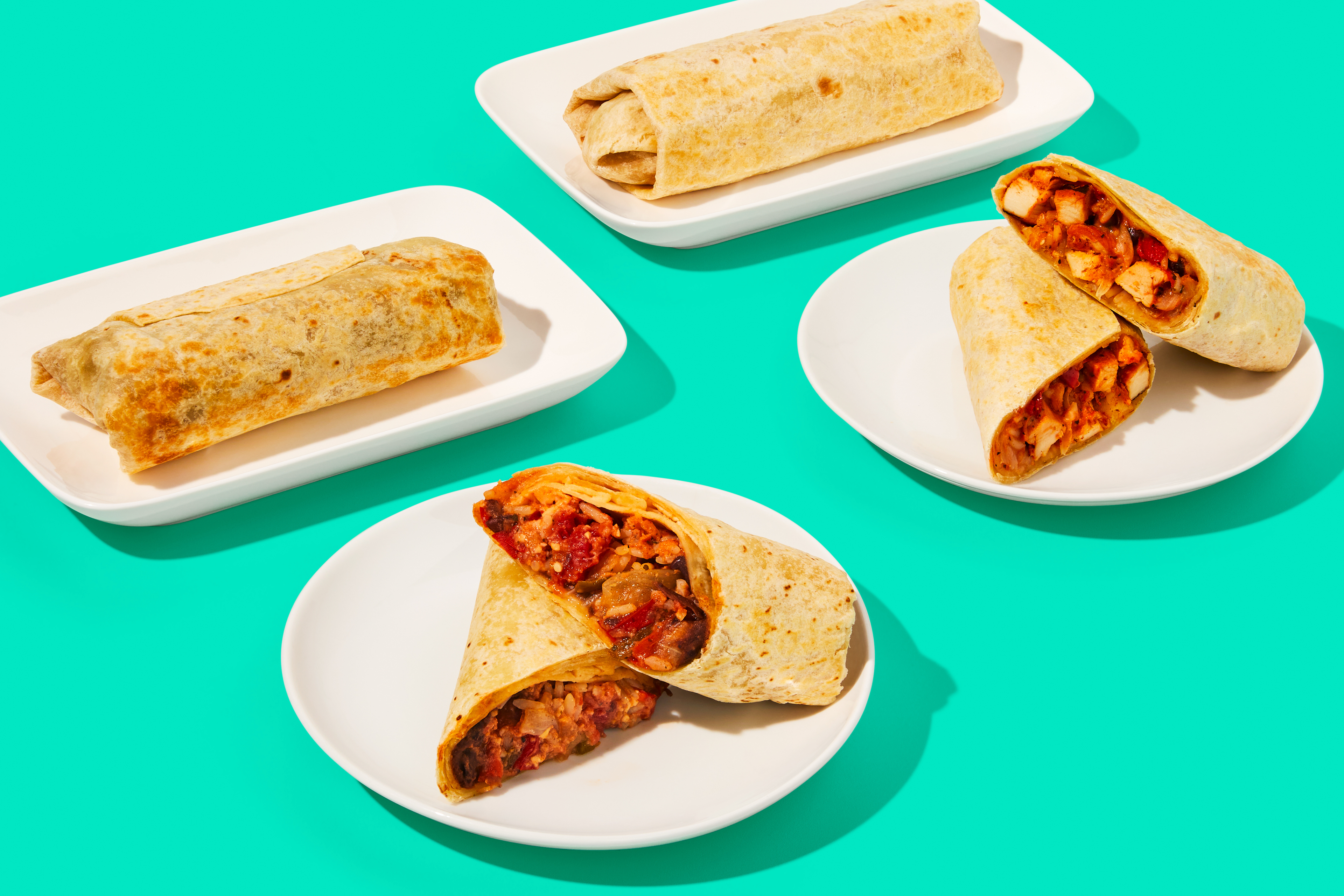 Chicken Fajita-Spiced Burritos + Black Bean Burritos