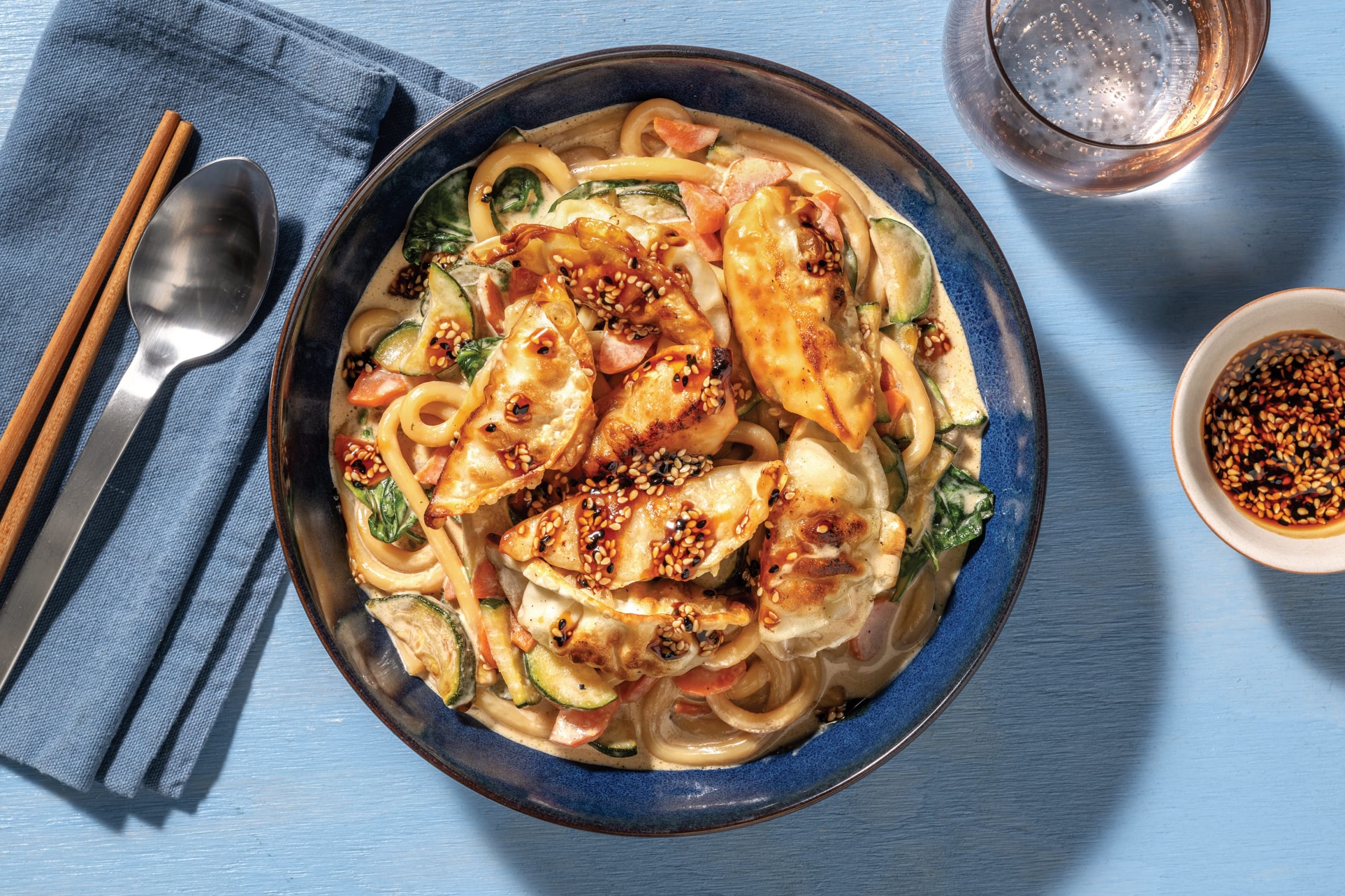 Double Chicken Gyoza Coconut Curry Noodles