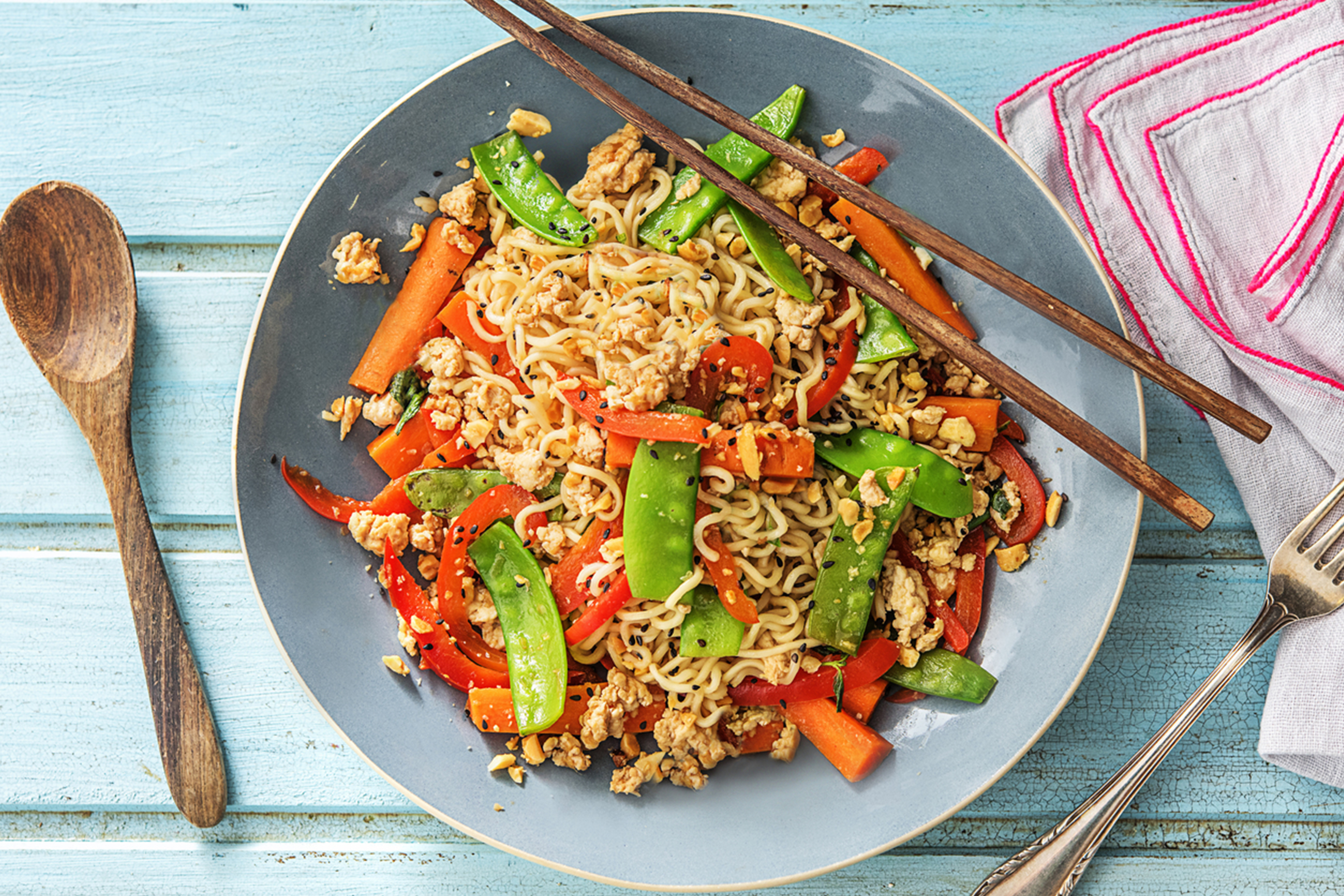 Thai-Style Mild Chicken & Noodle Larb