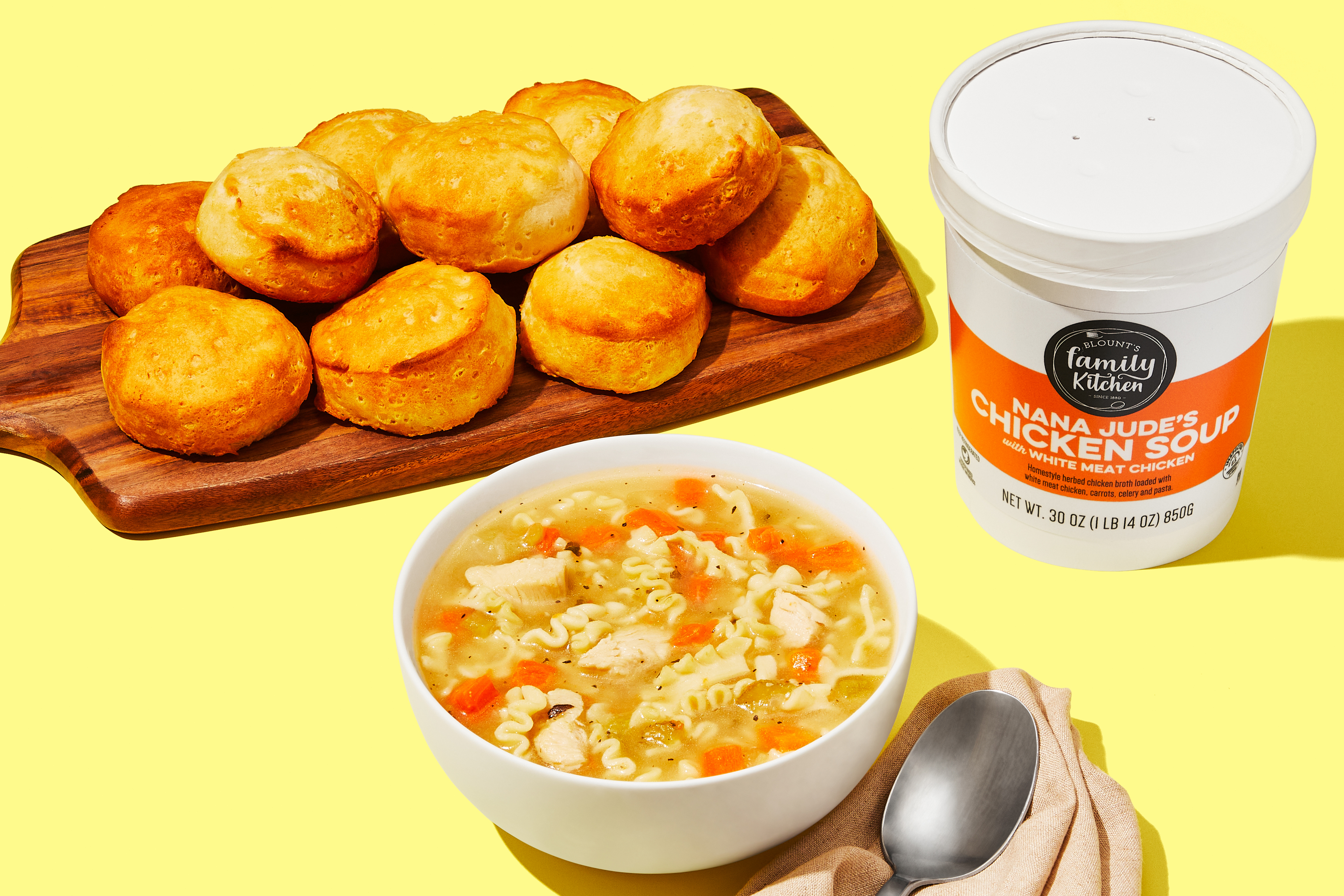 Chicken Noodle Soup with Biscuits