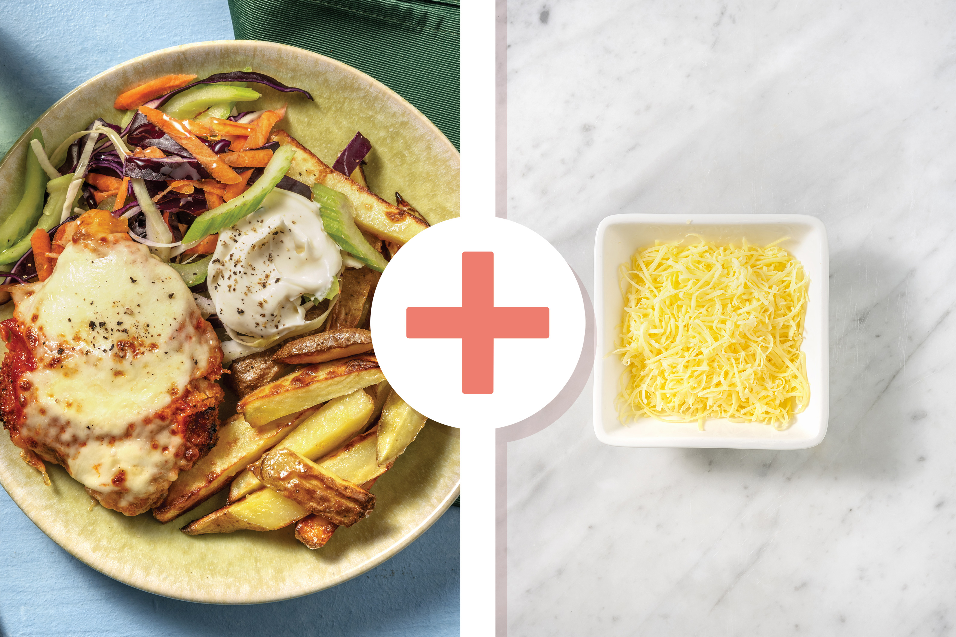 Mozzarella Chicken Parmigiana & Cheesy Cheddar Fries