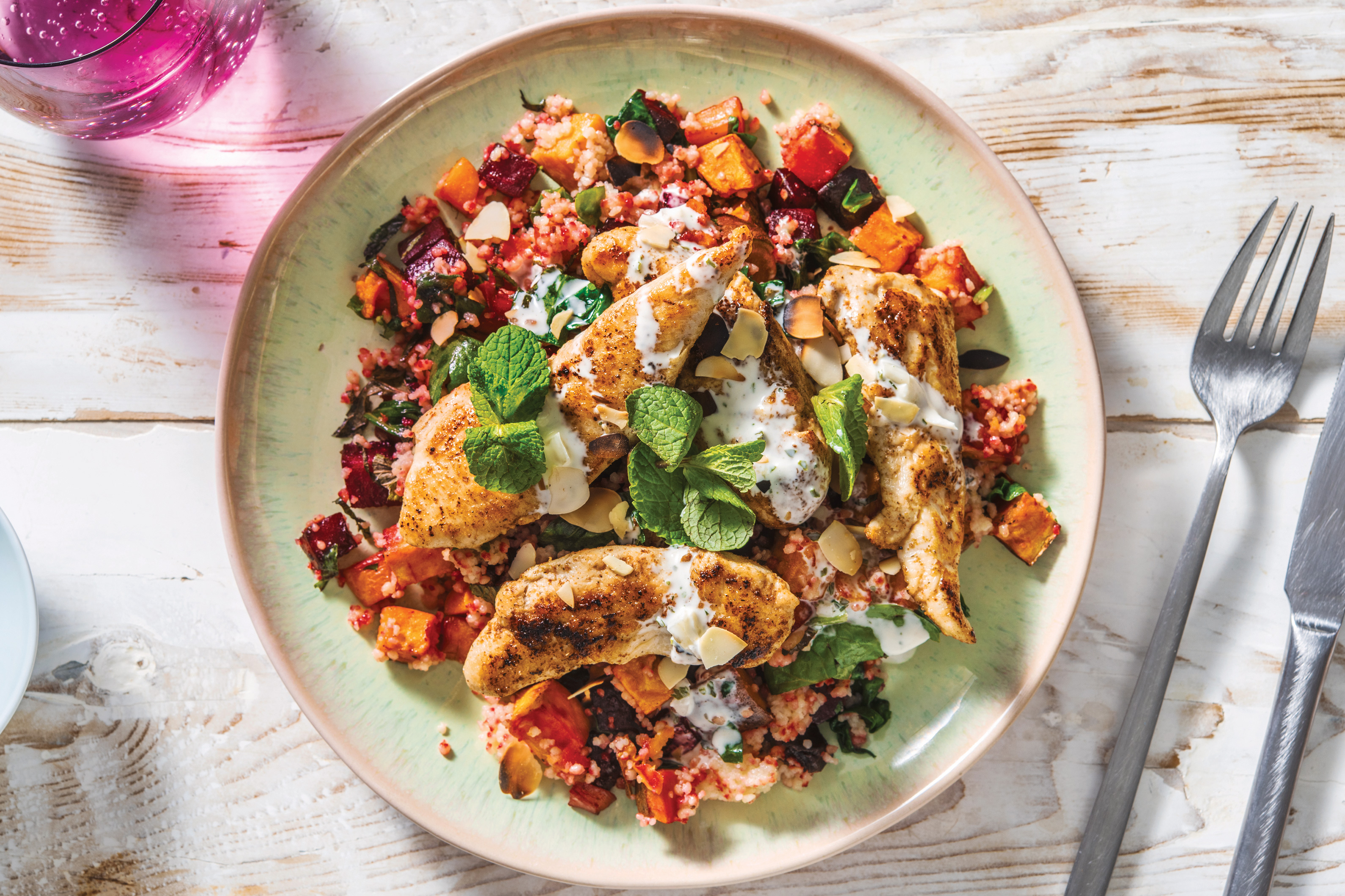 Spiced Chicken Strips & Roast Veggie Couscous