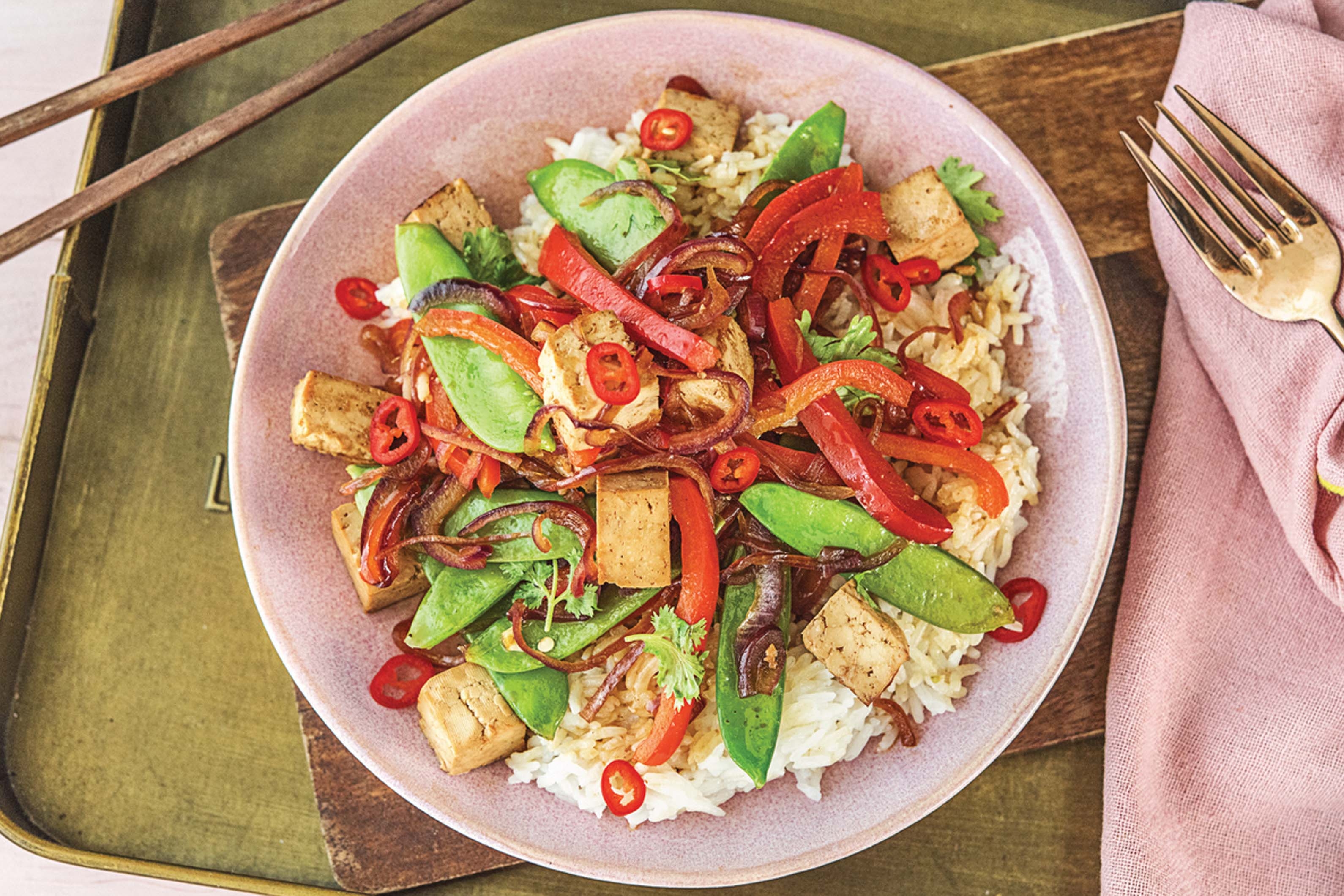 Chinese Sticky Tofu & Veggie Stir-Fry
