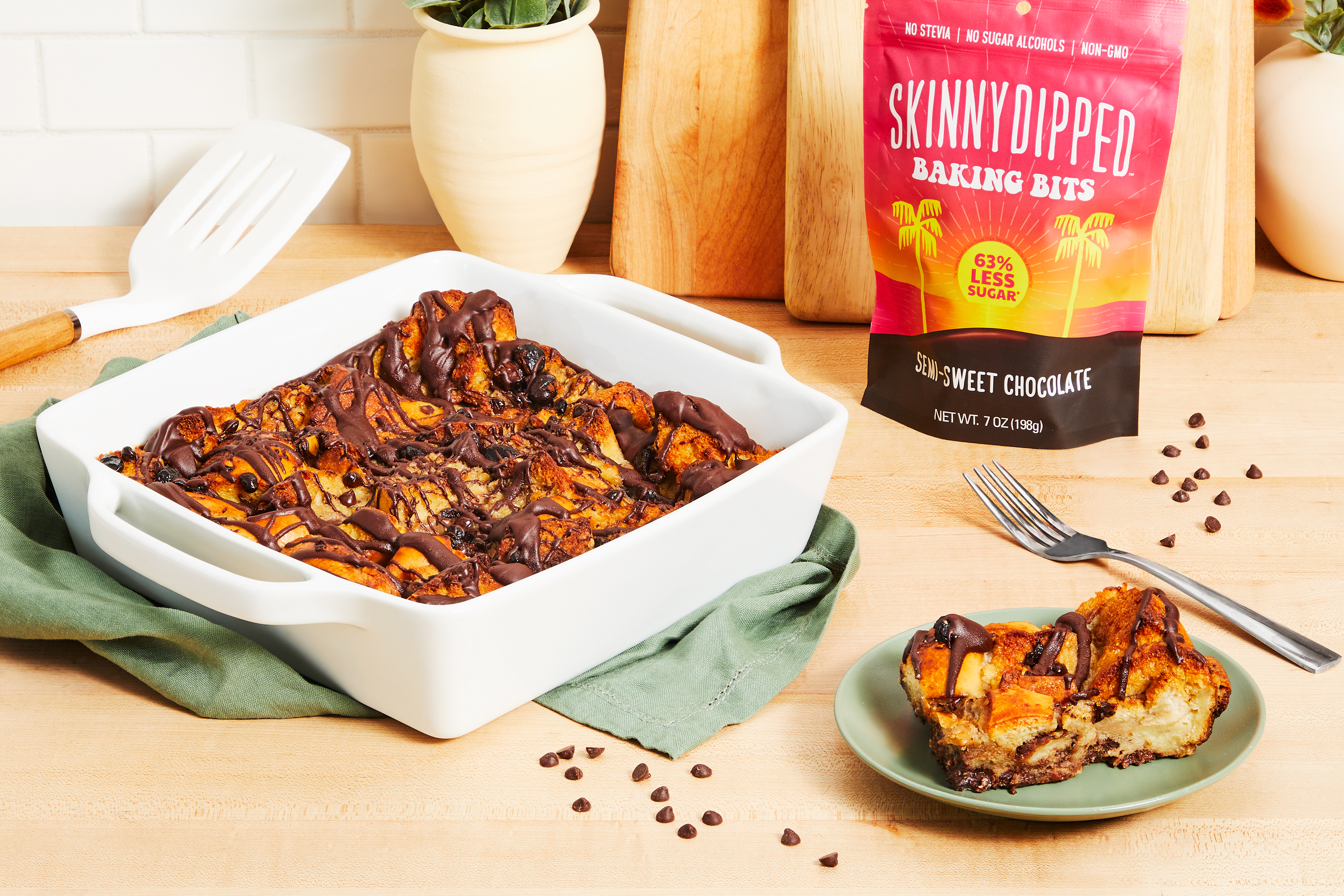 Chocolate-Cherry Coconut Bread Pudding