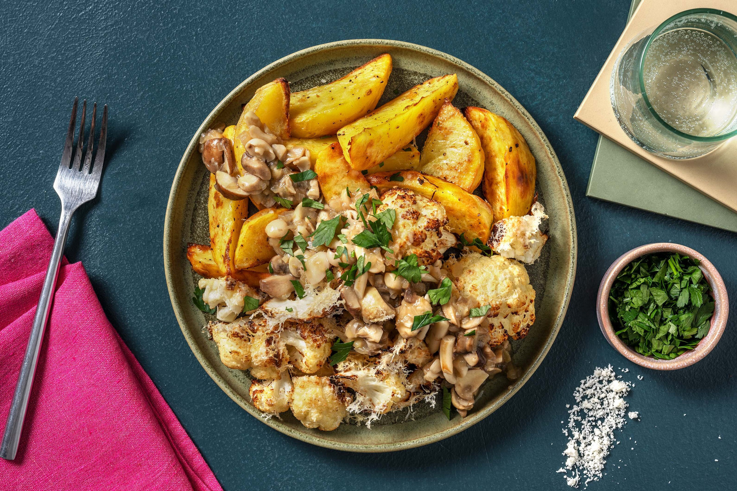 Geroosterde bloemkool met champignonsaus