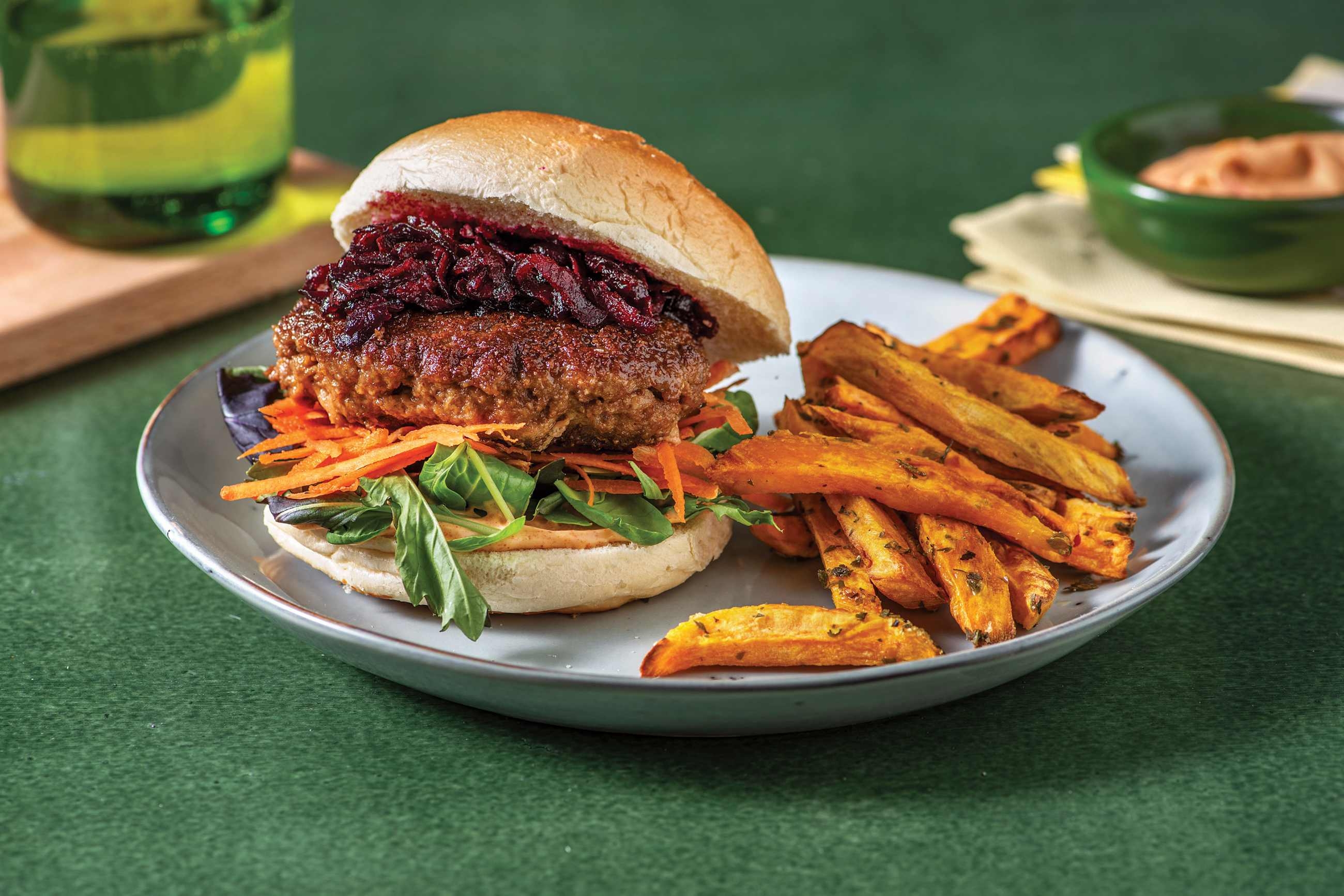Classic Beef, Halloumi & Beetroot Relish Burger