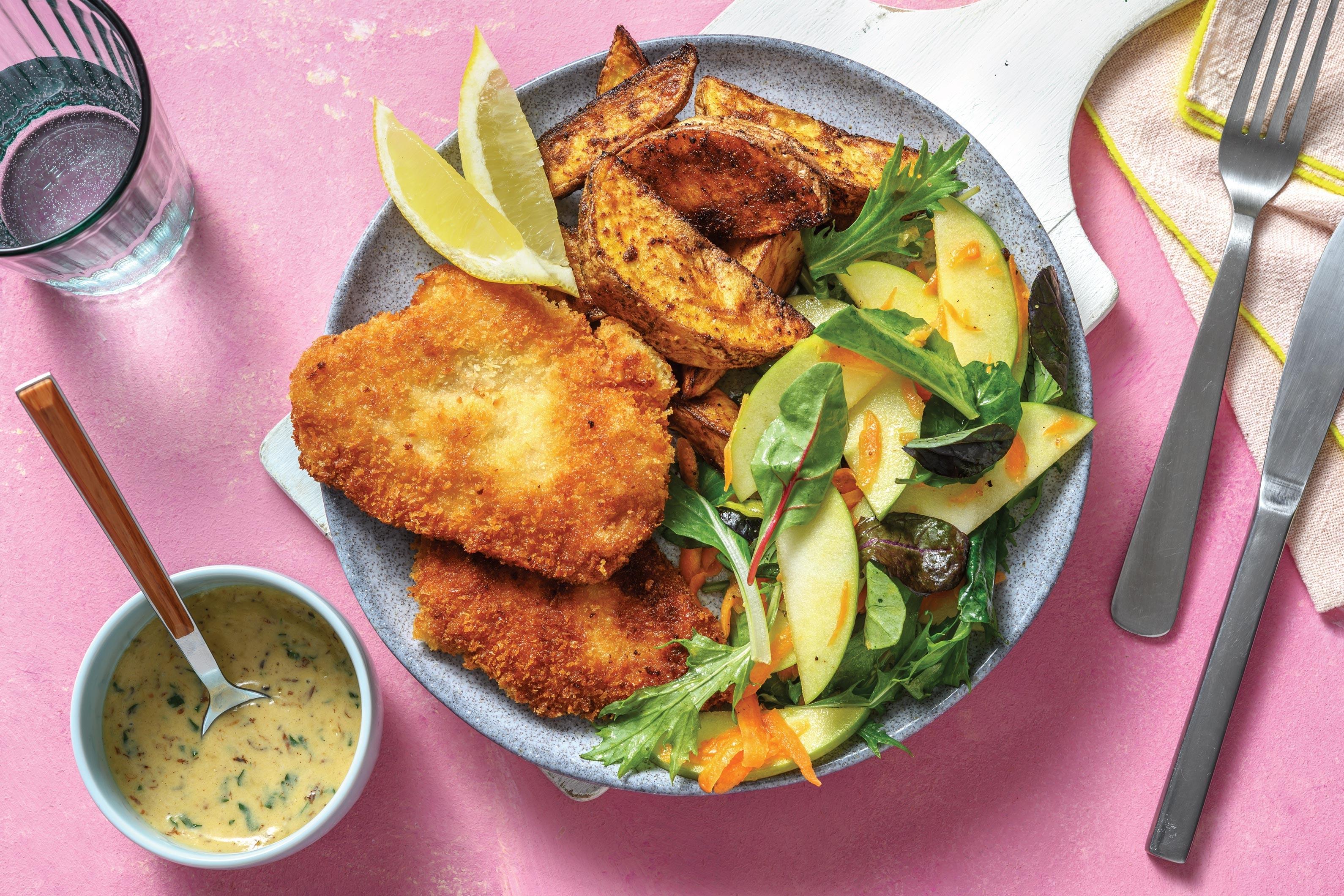 Pork Schnitzels & Creamy Lemon-Herb Sauce