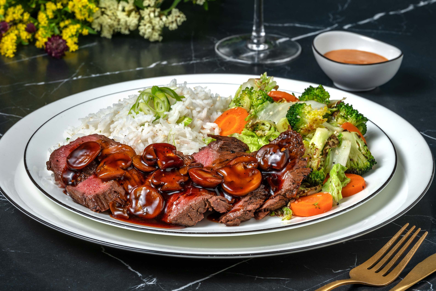 Filet de steak de bœuf style teppanyaki