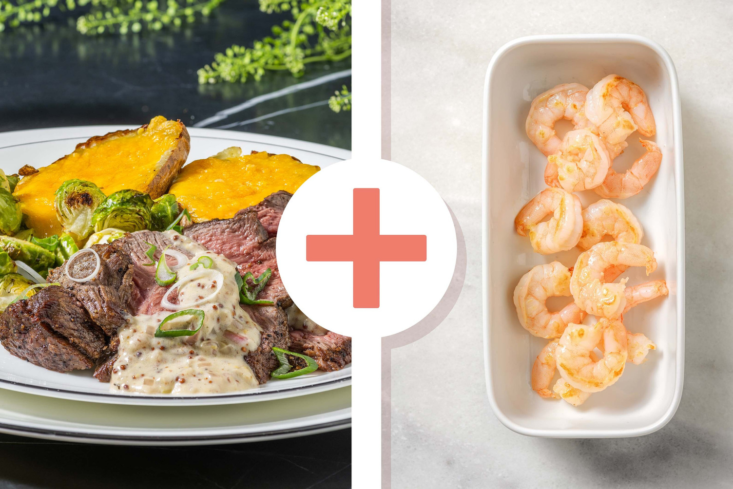 Striploin Steak, Shrimp and Creamy Pan Sauce