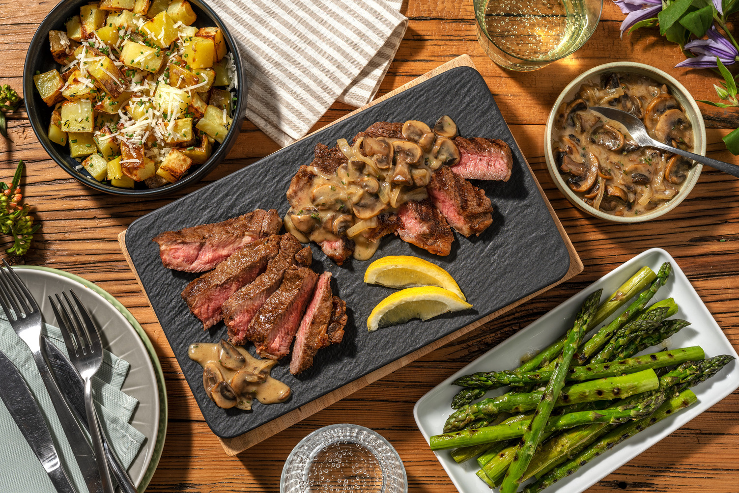 Mushroom Gravy-Smothered Striploin