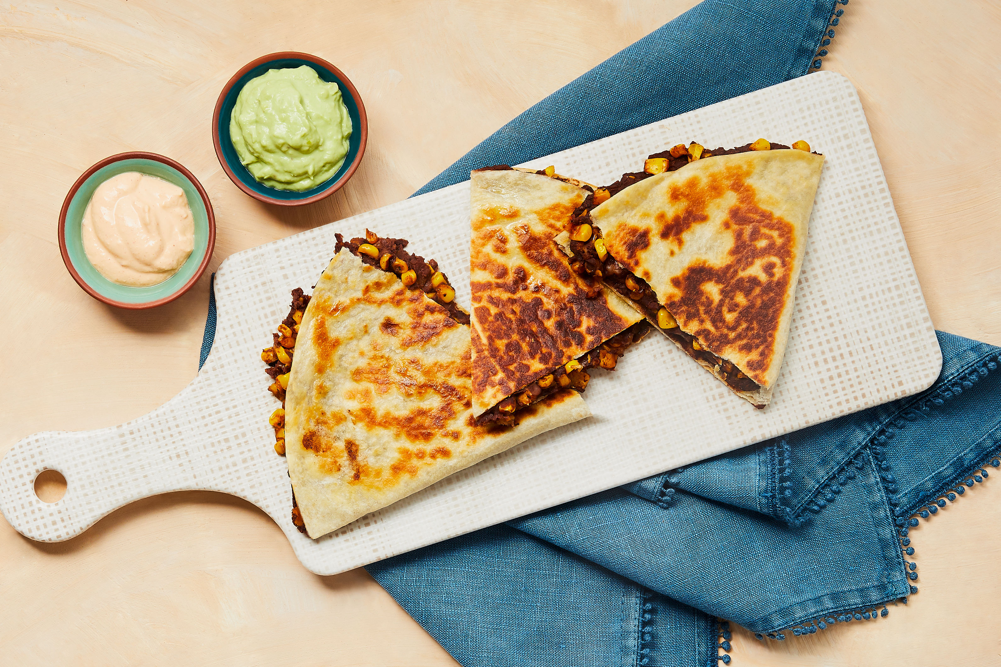 Corn & Refried Bean Quesadillas