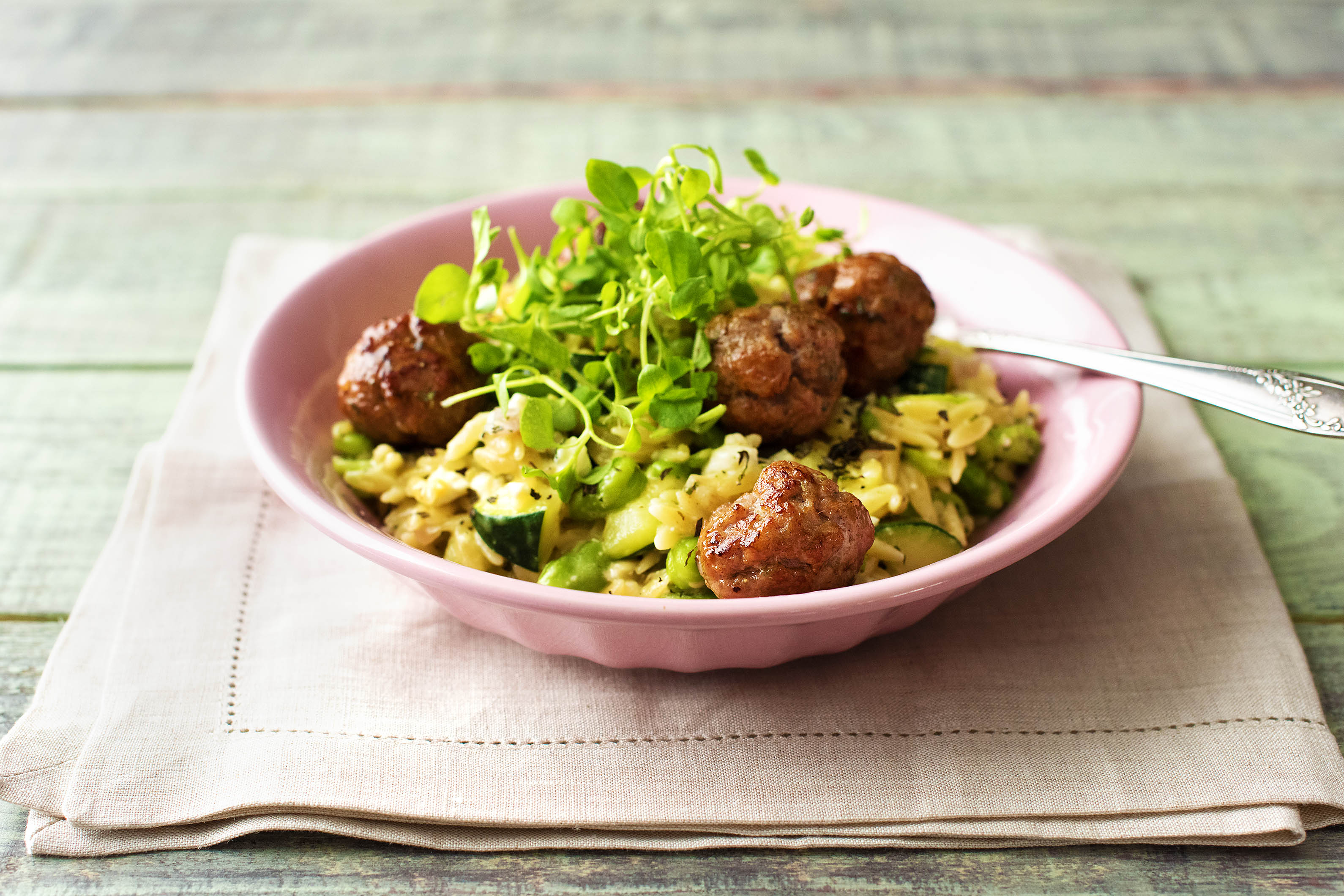 Courgette, Broad Bean and Feta Orzotto