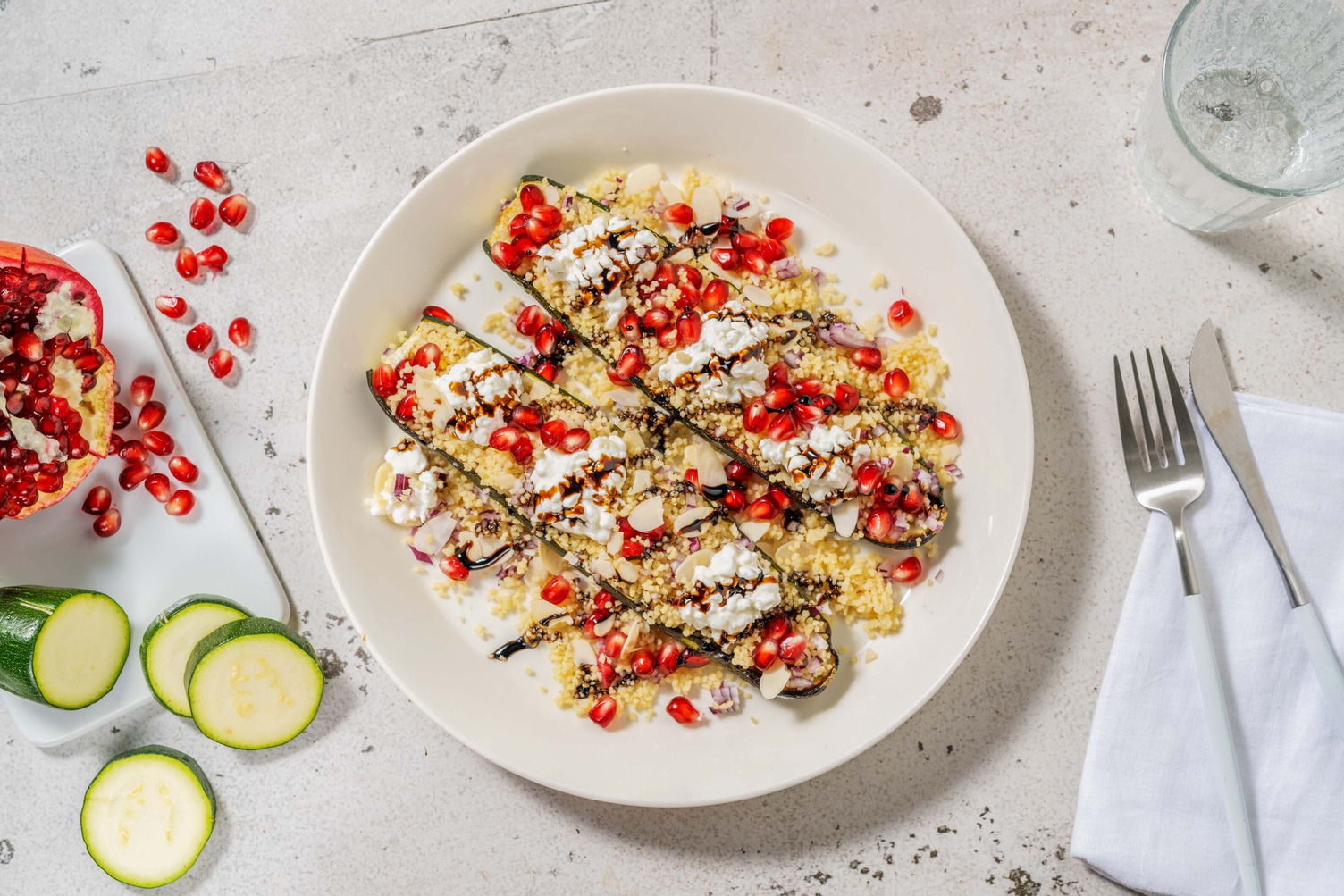 NL: Gevulde courgette met hüttenkäse BE: Gevulde courgette met cottage cheese