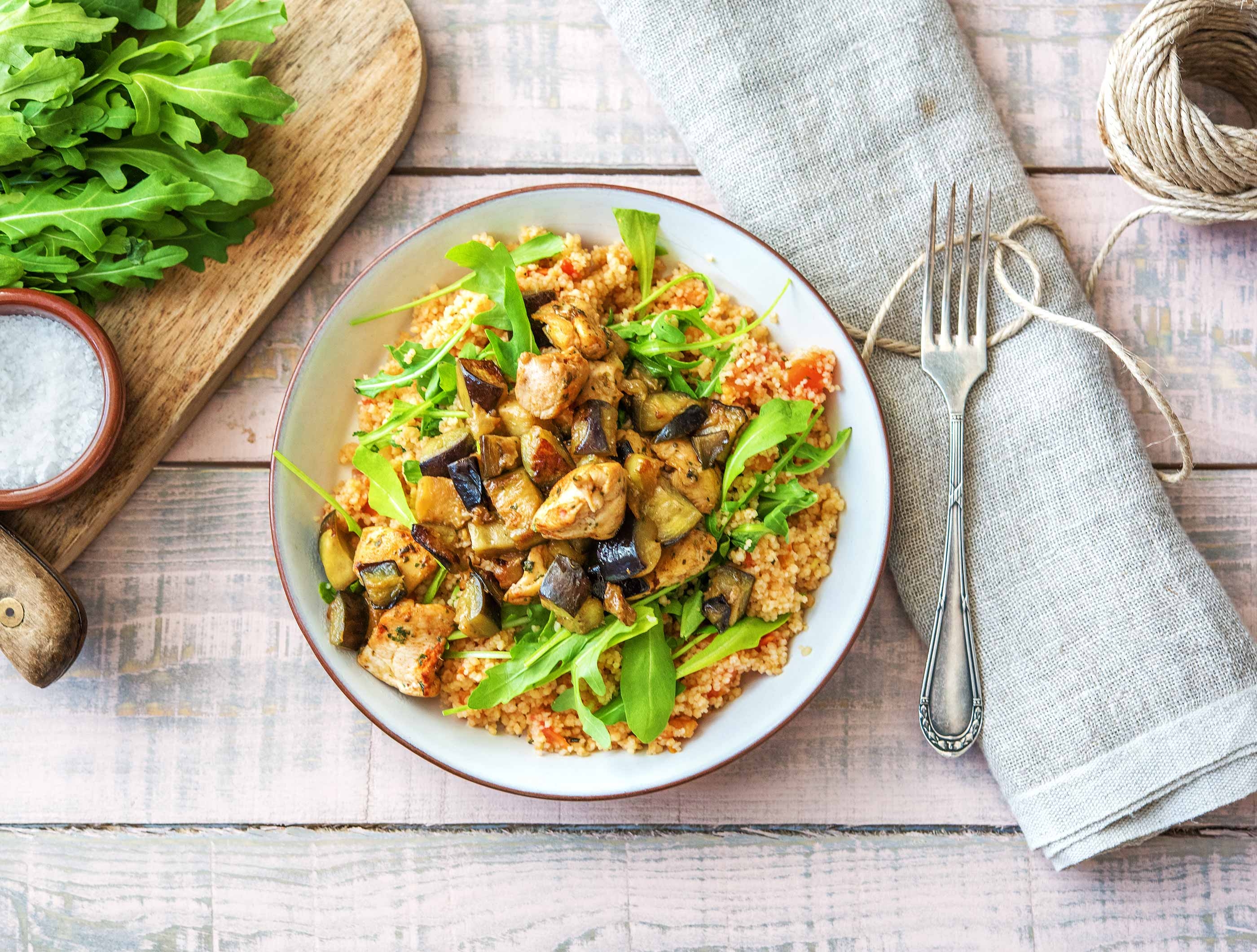 Couscous met gemarineerde kipfiletstukjes