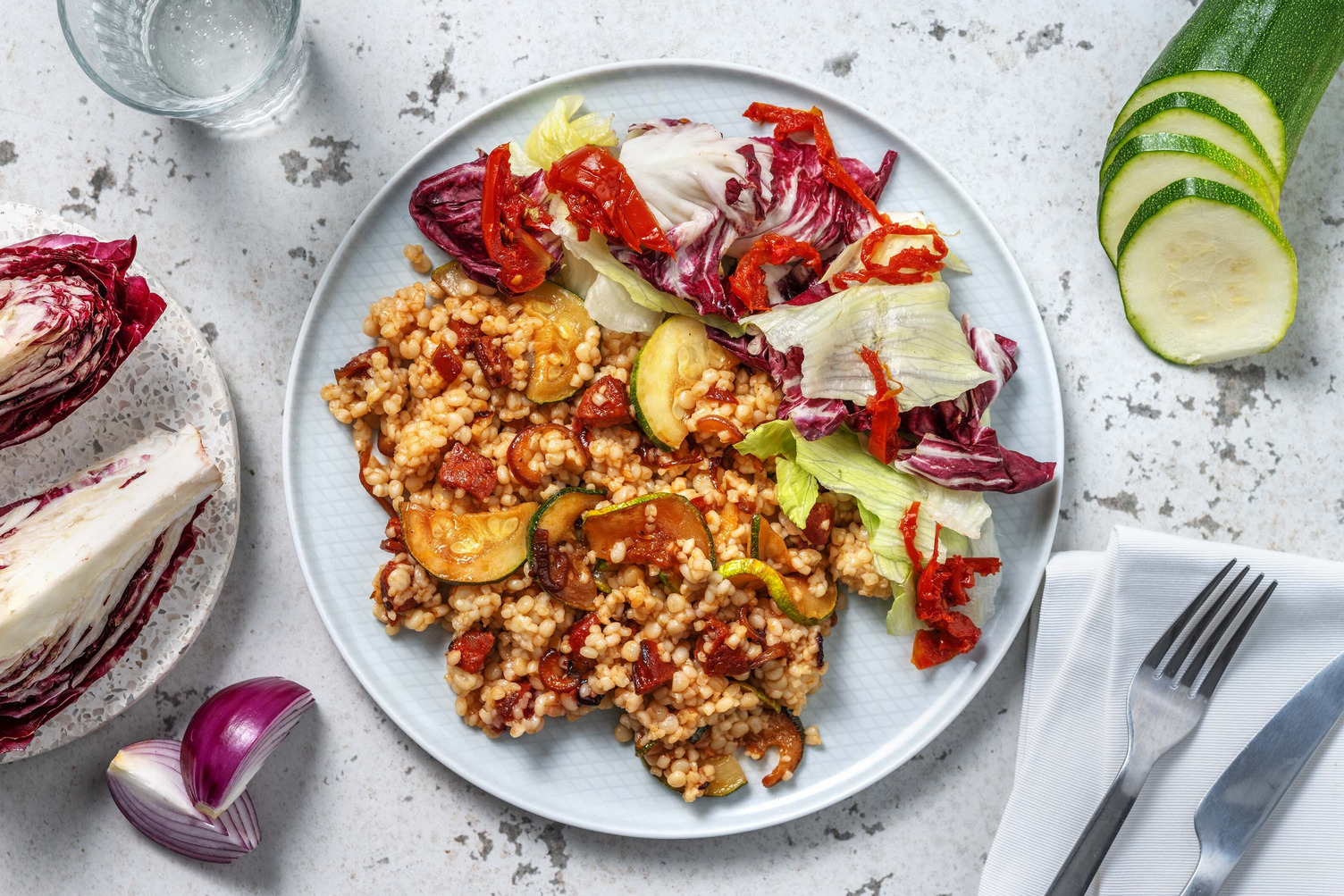 Couscous perlé au chorizo et à la courgette