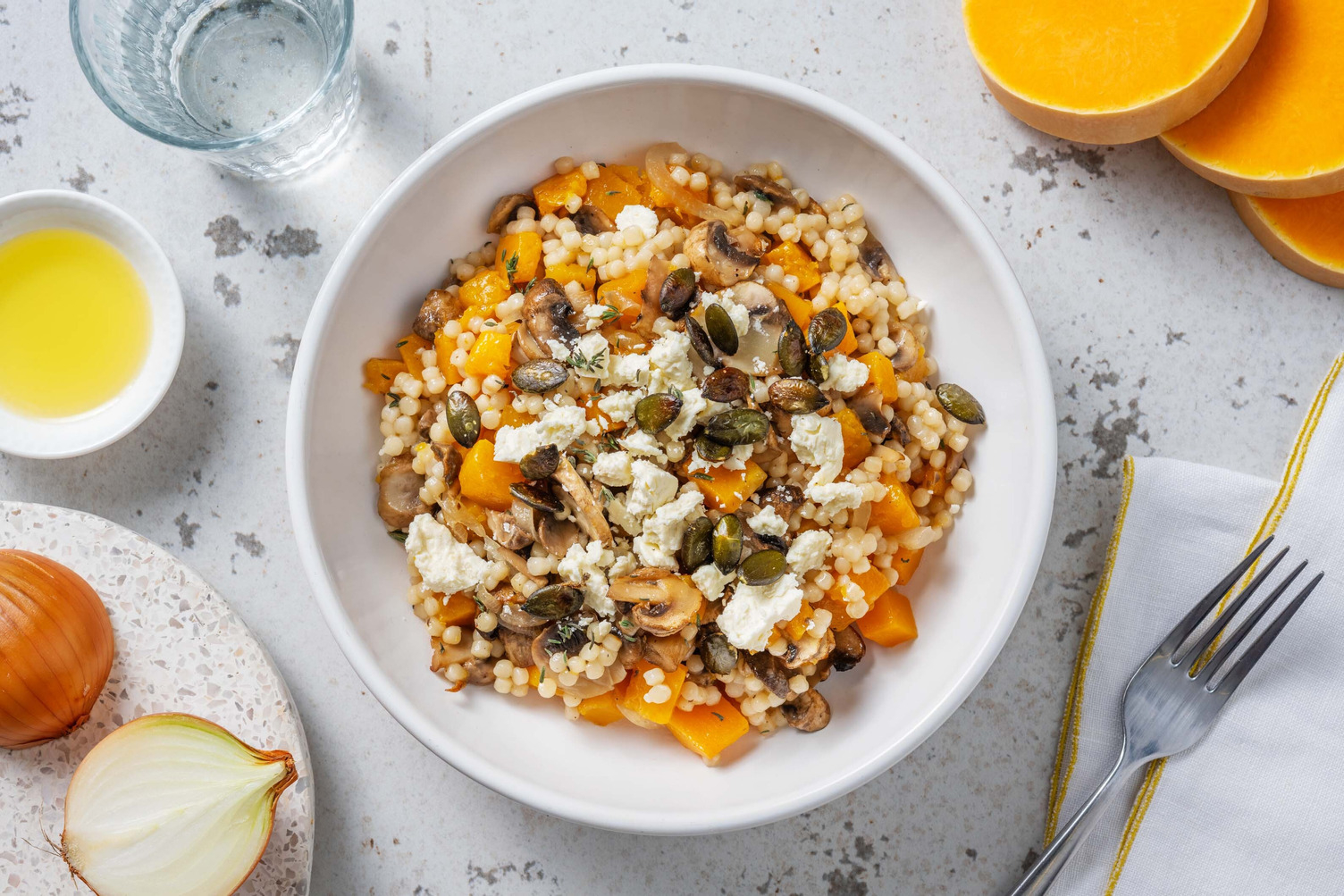 Couscous perlé au potimarron et à la feta