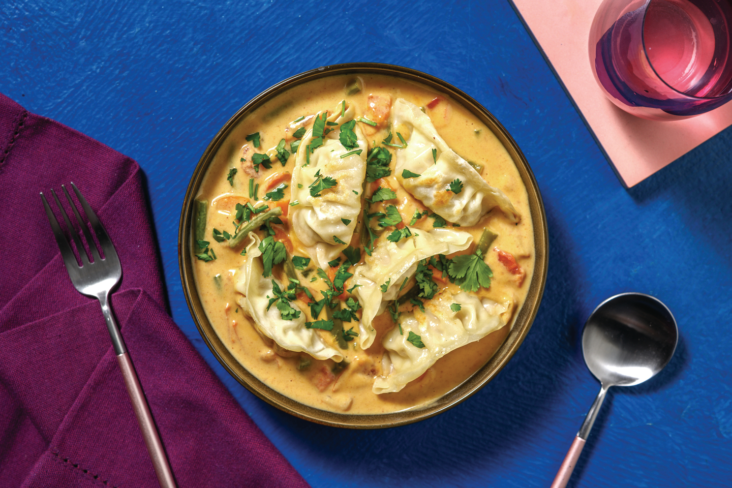 Creamy Asian-Style Veggie Gyoza Soup