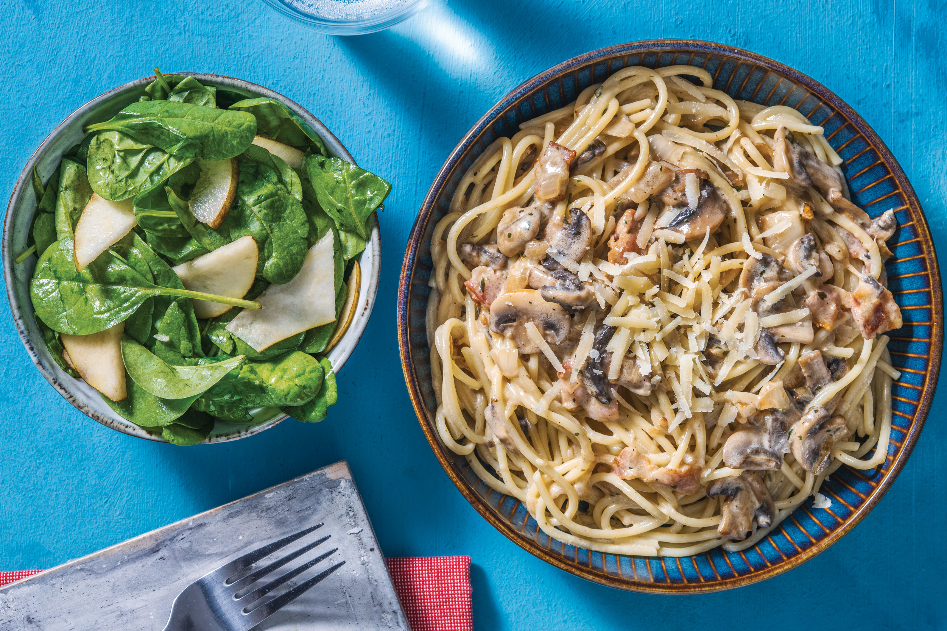 Creamy Double Bacon & Mushroom Spaghetti