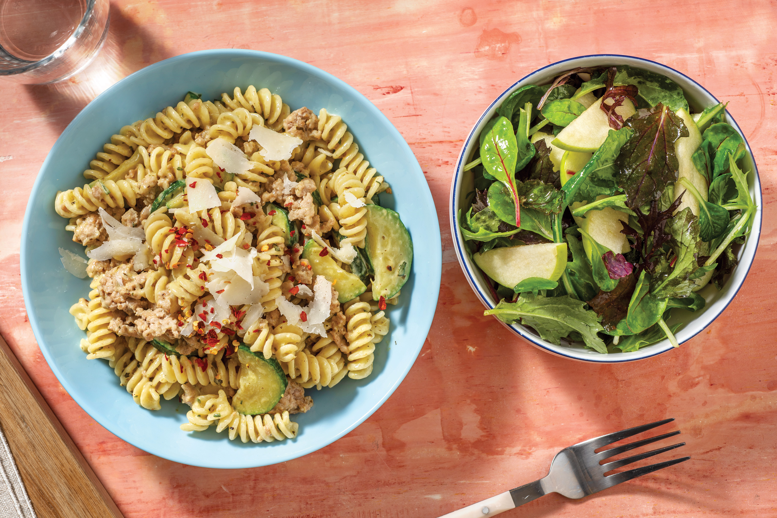 Quick Basil Pesto & Pork Fusilli