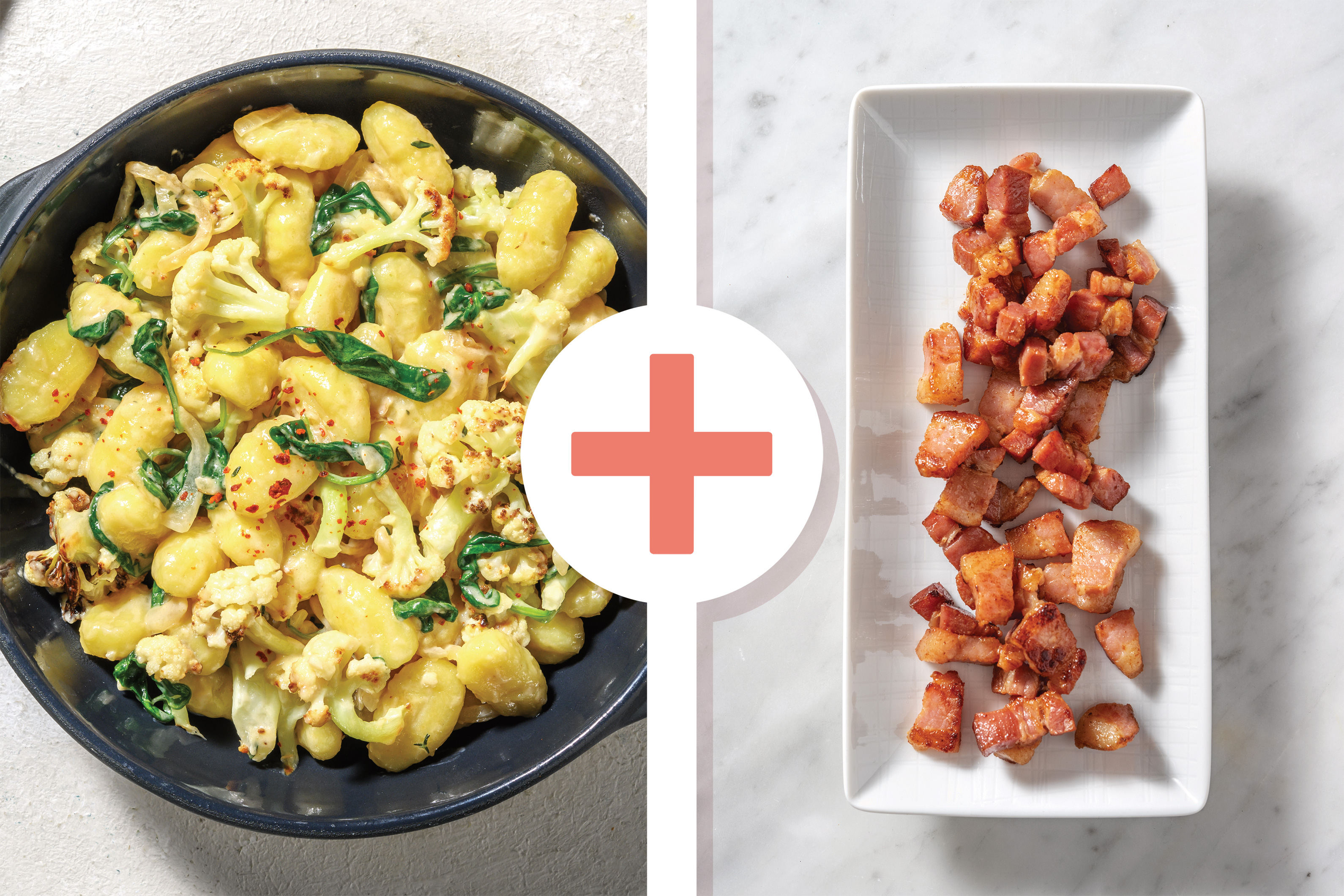 Creamy Cauliflower, Bacon & Mushroom Gnocchi