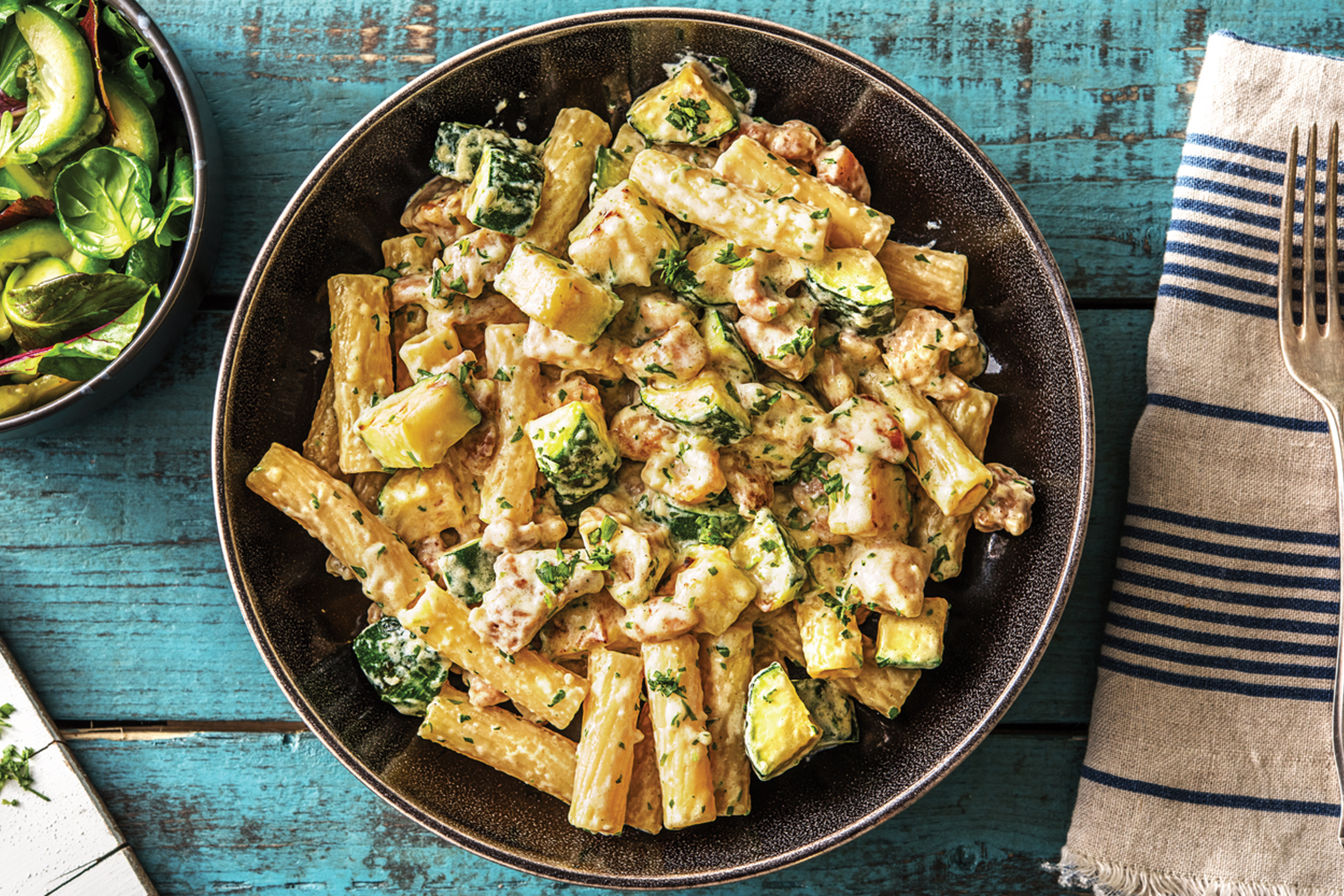 Creamy Chicken & Charred Zucchini Tarragon Rigatoni