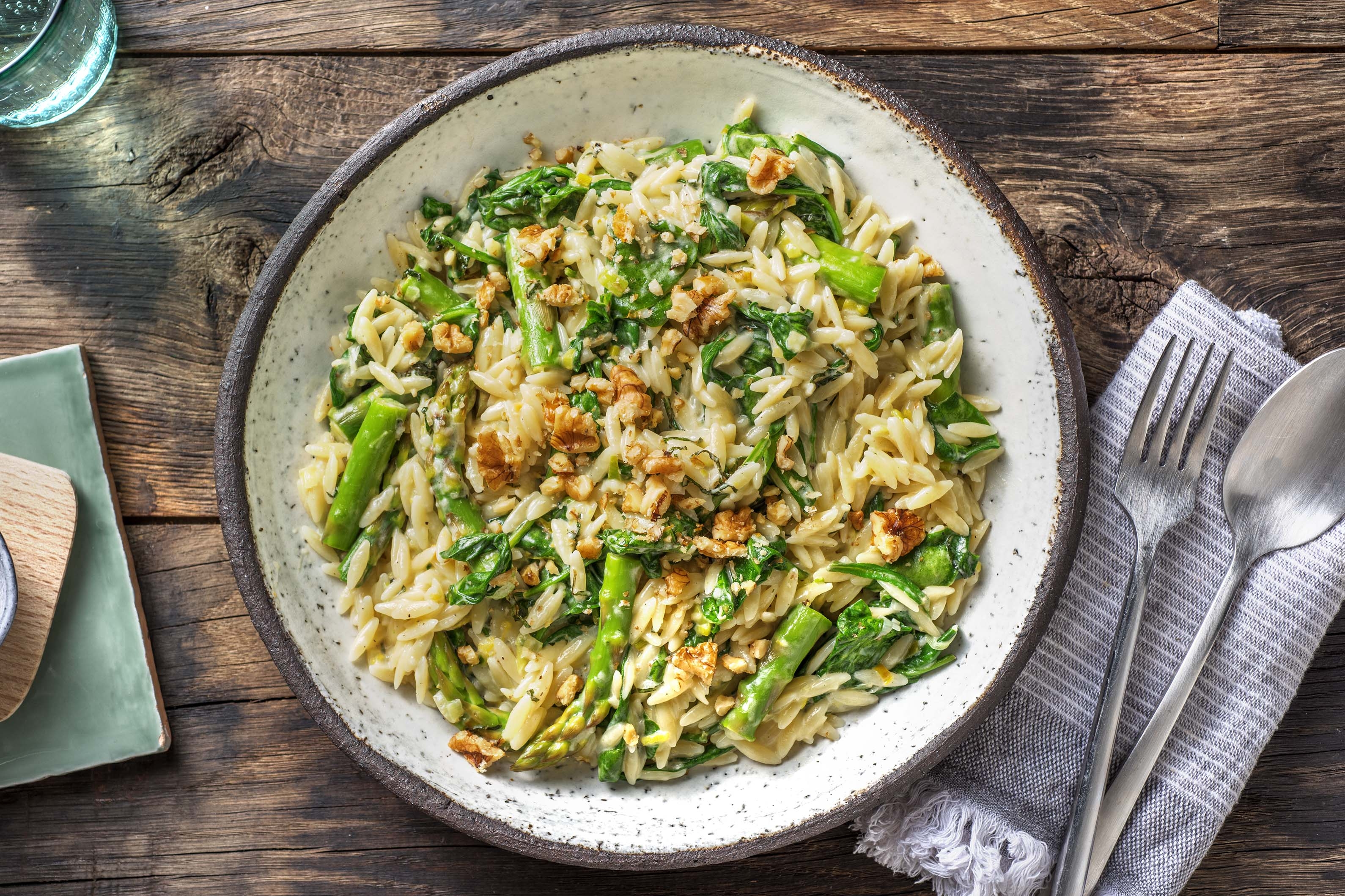 Creamy Lemony Asparagus & Spinach Orzotto