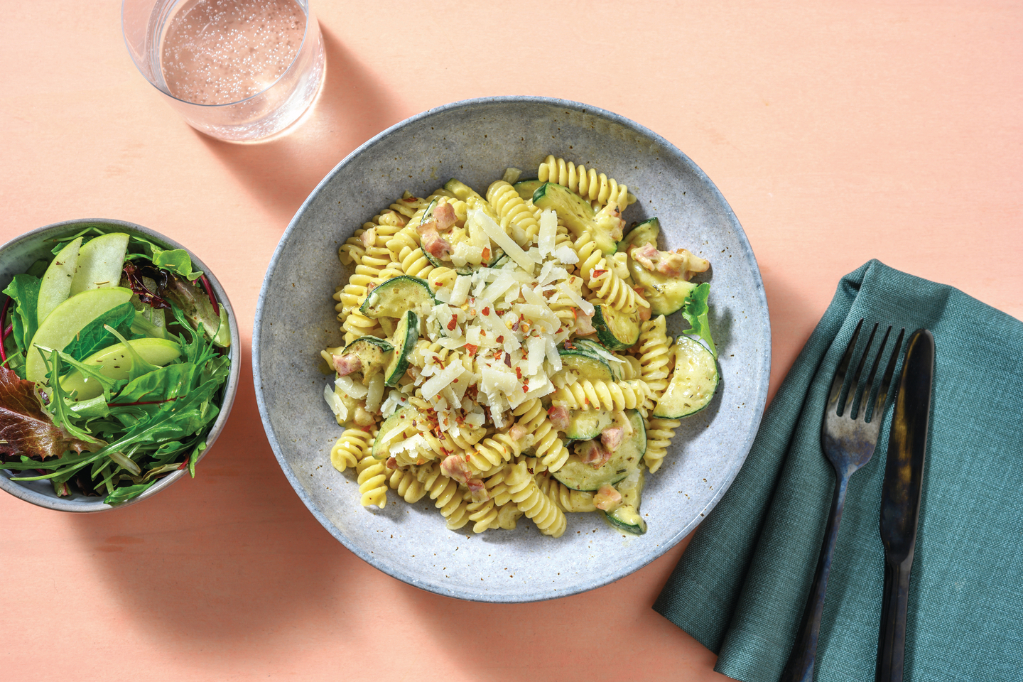 Quick Pesto Bacon Fusilli