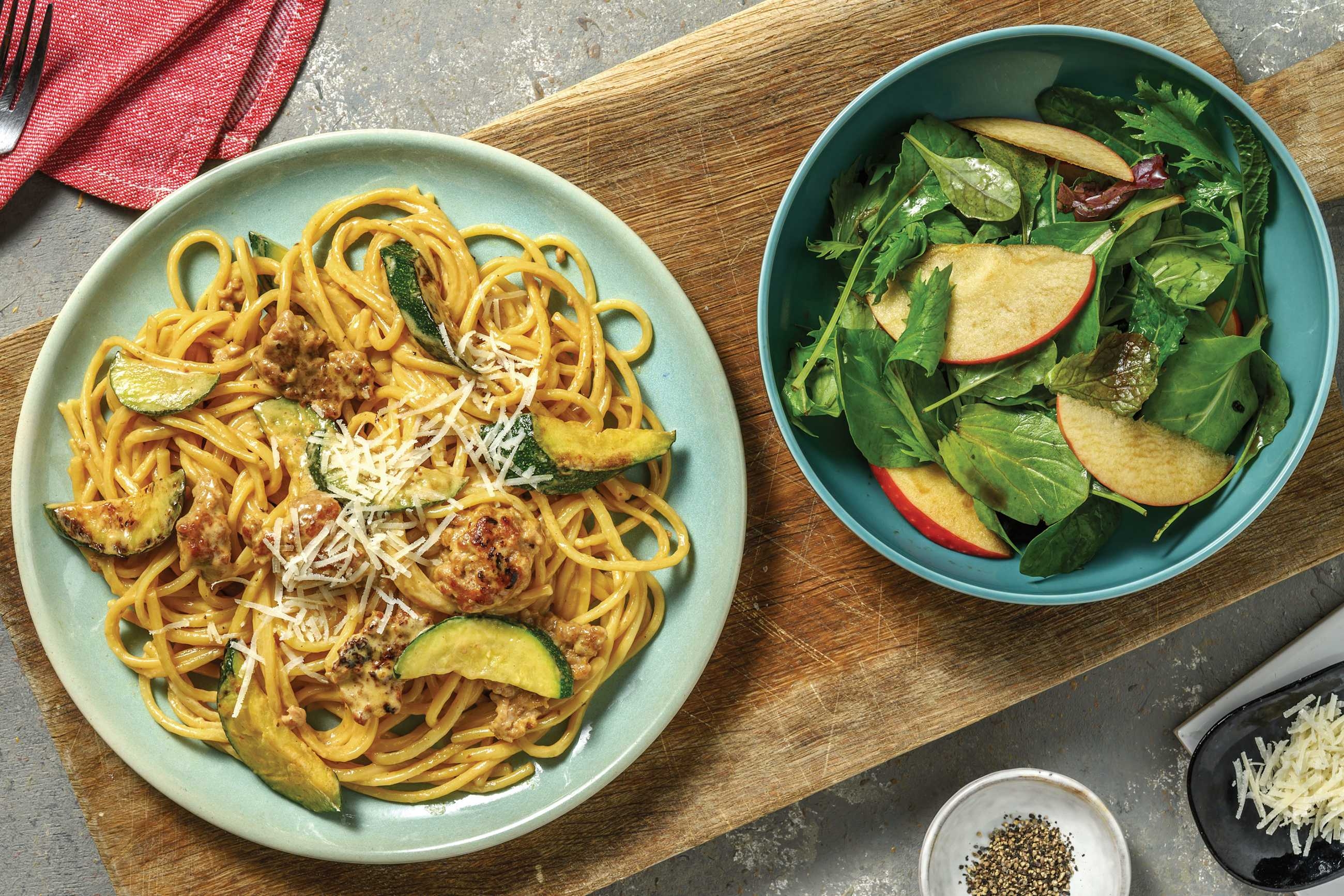 Creamy Pork & Courgette Linguine