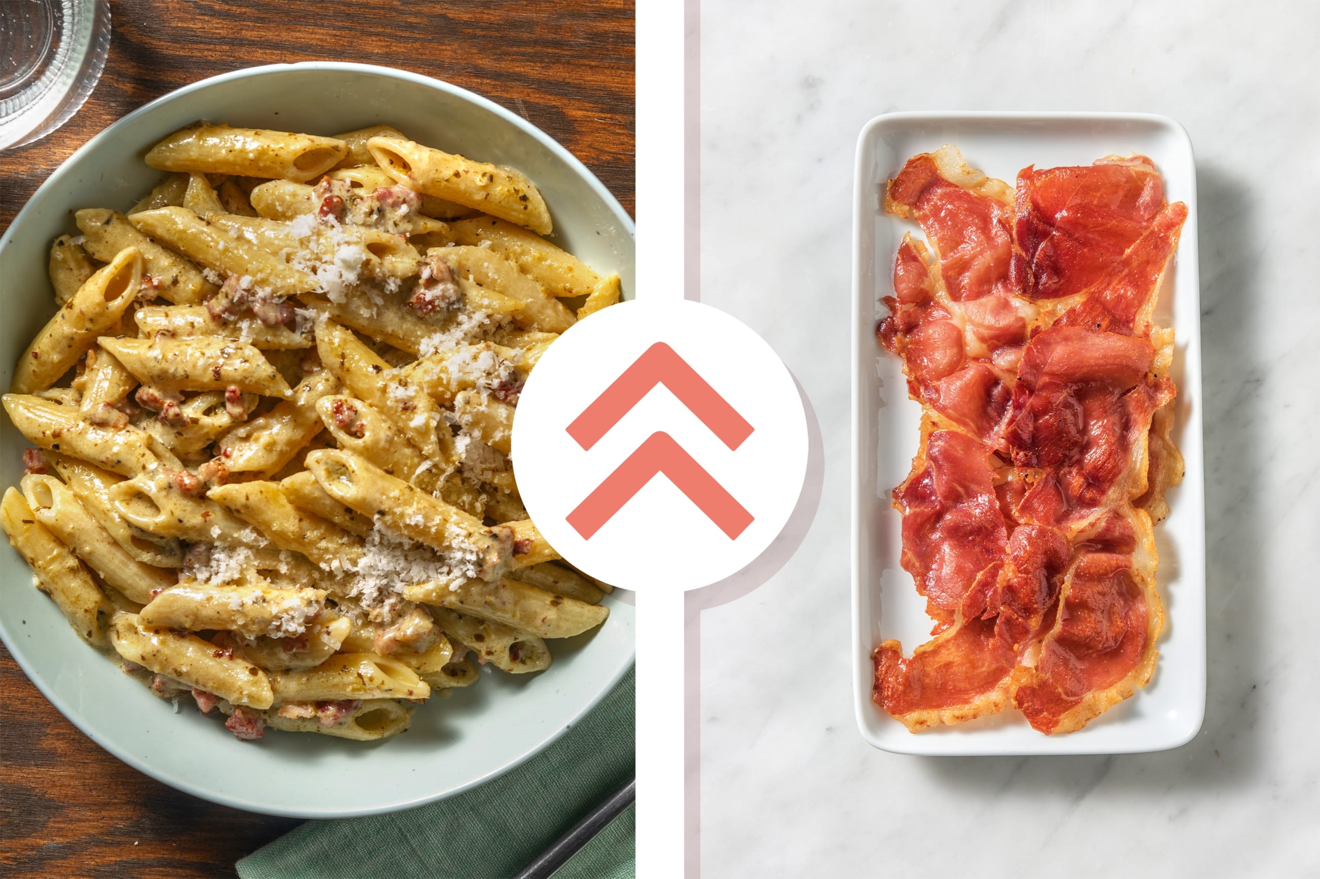 Creamy Prosciutto & Basil Pesto Penne