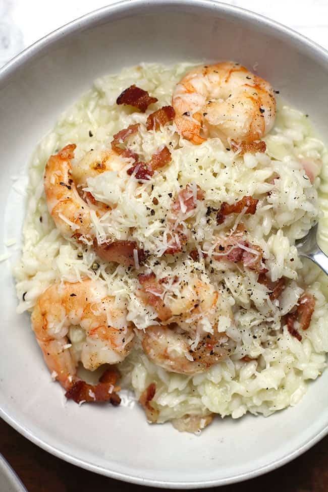 Jumbo Shrimp and Bacon Risotto