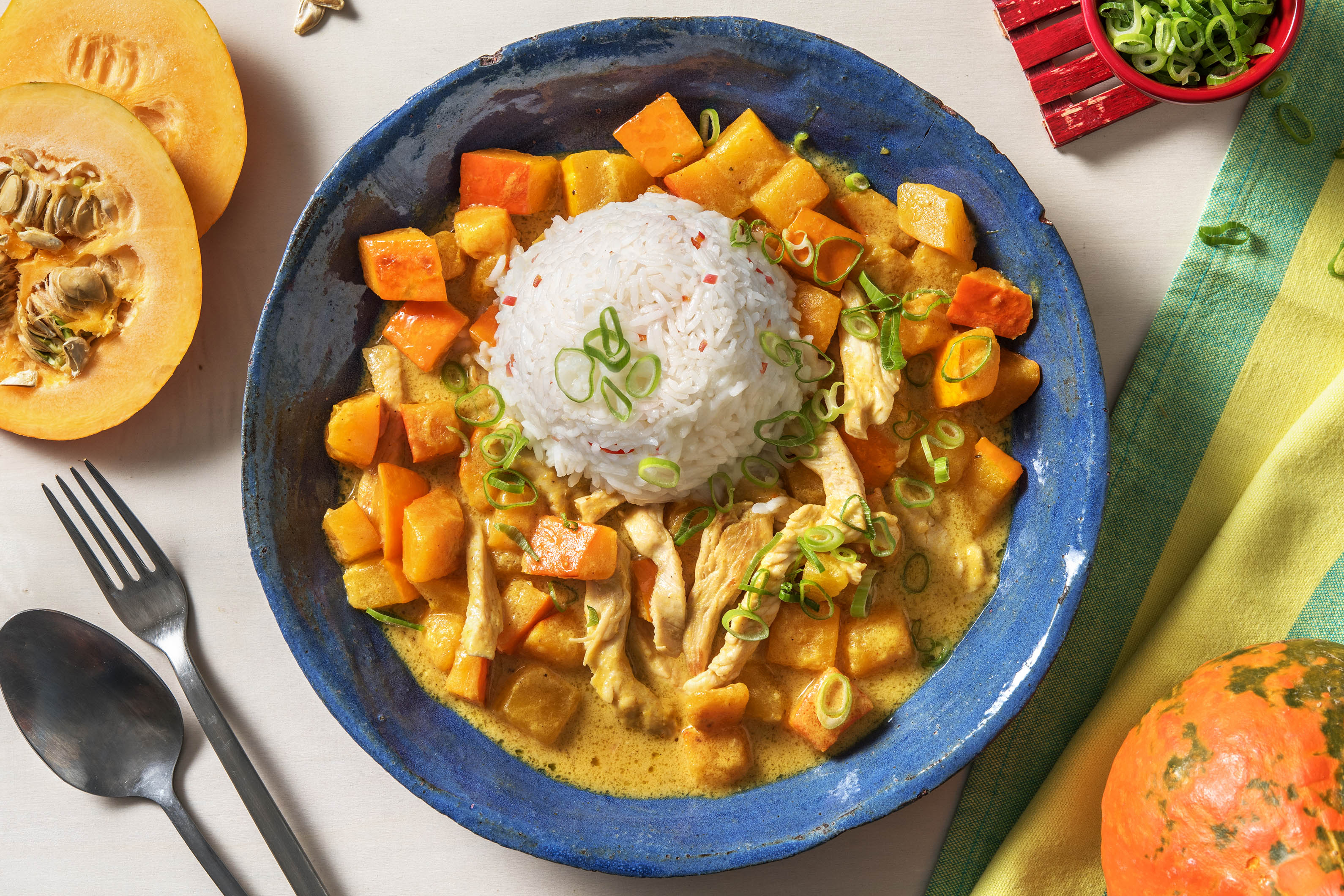 Cremig mildes Kürbis-Kokos-Curry