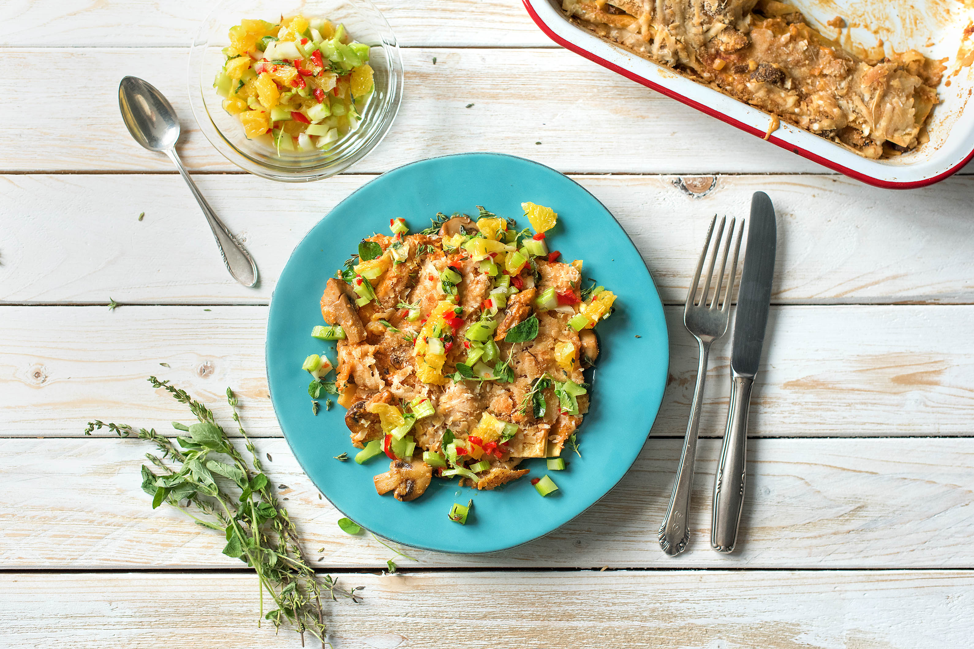 Cremige Lasagne mit Champignonfüllung