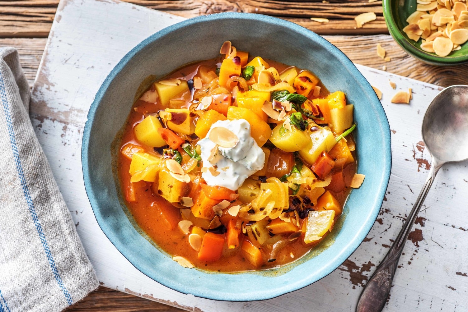 Wärmender Kürbiseintopf mit Spinat