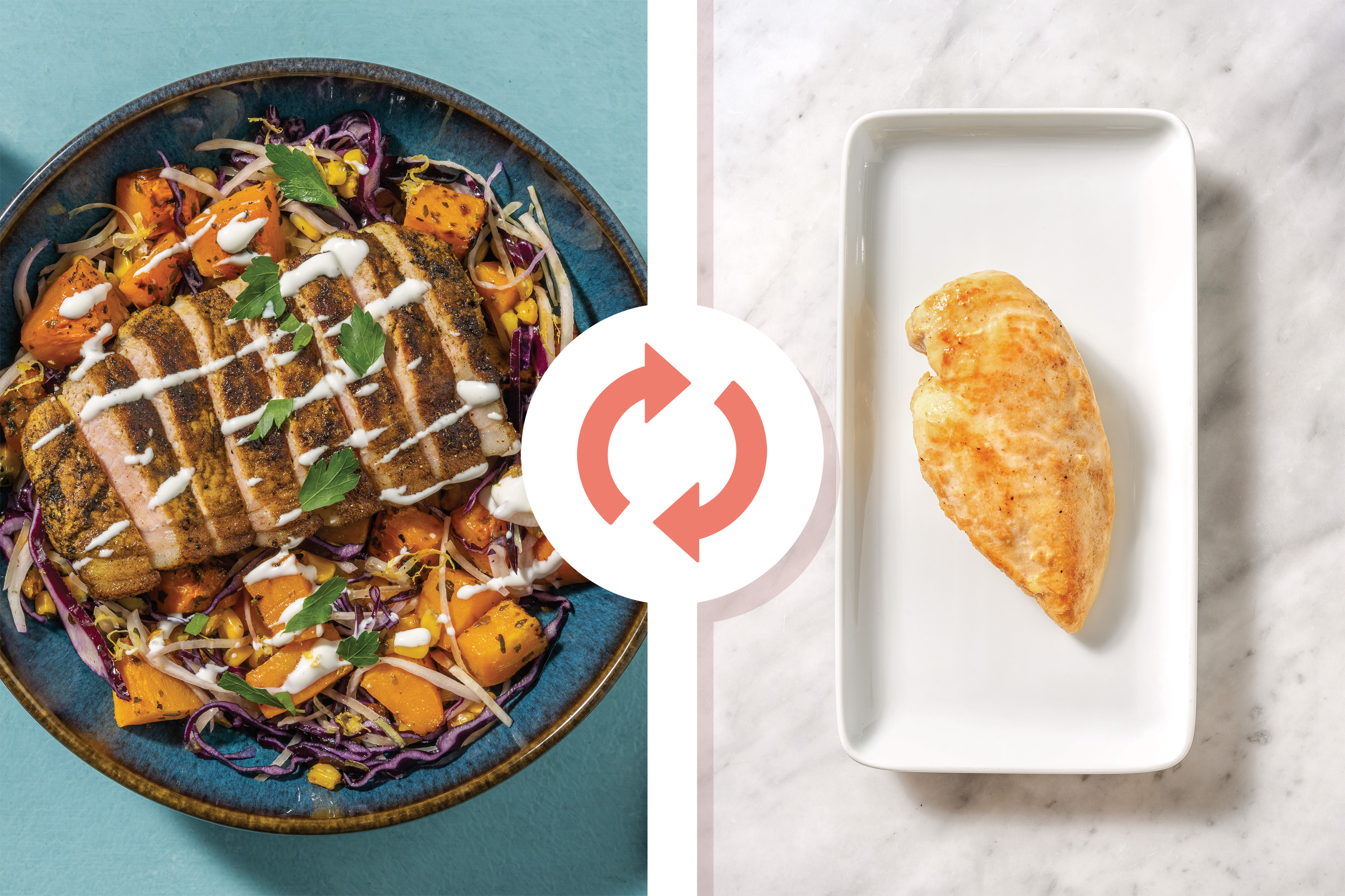 Easy Creole Chicken & Zesty Roast Pumpkin Slaw