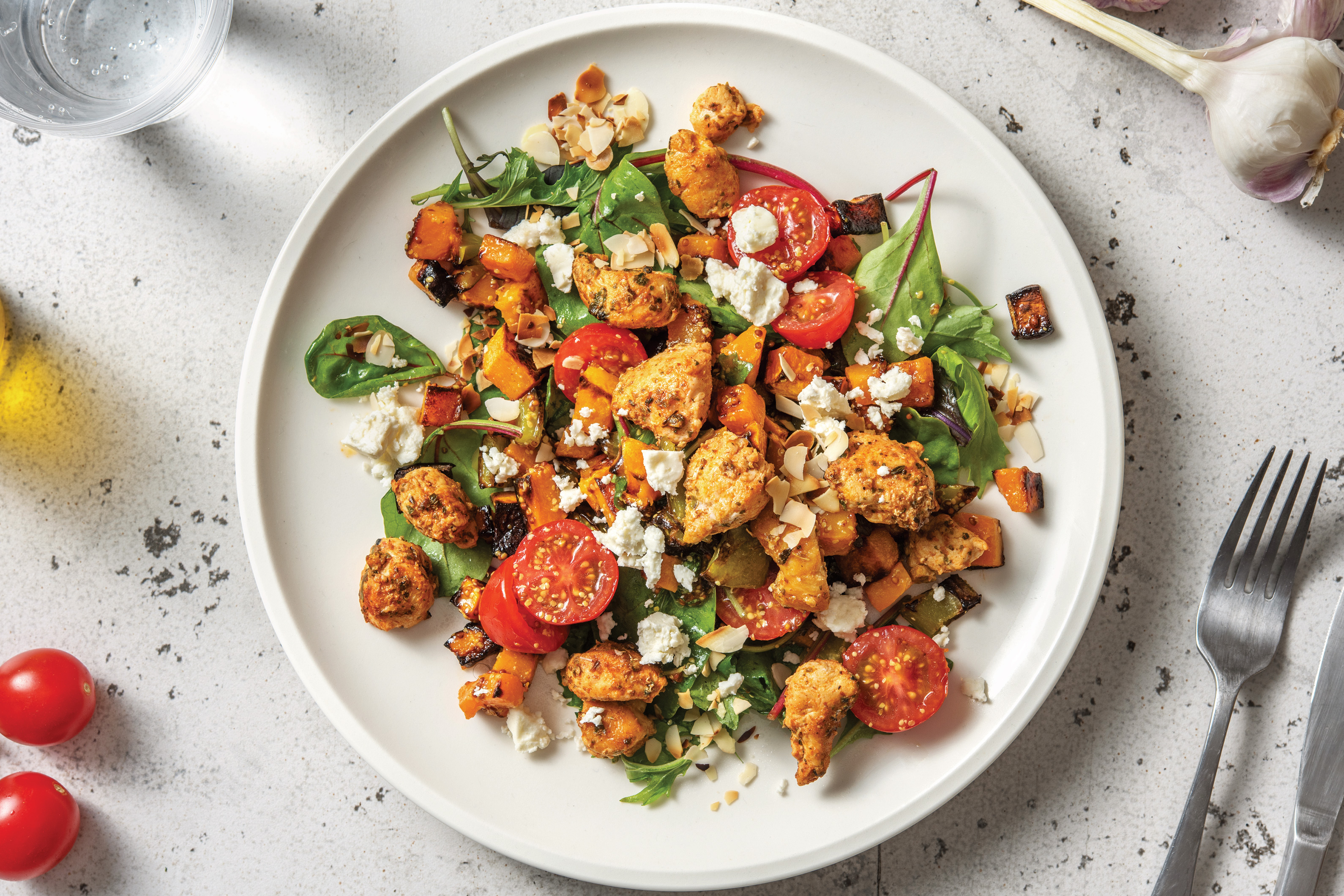 Creole Chicken & Pumpkin Salad with Creamy Fetta & Toasted Pepitas