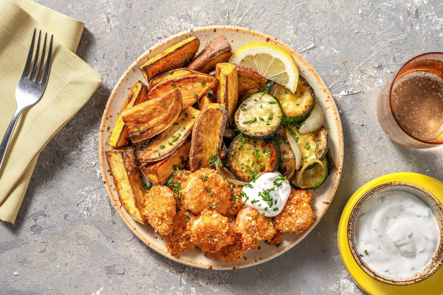 Old Bay Panko Shrimp and Roasted Zucchini