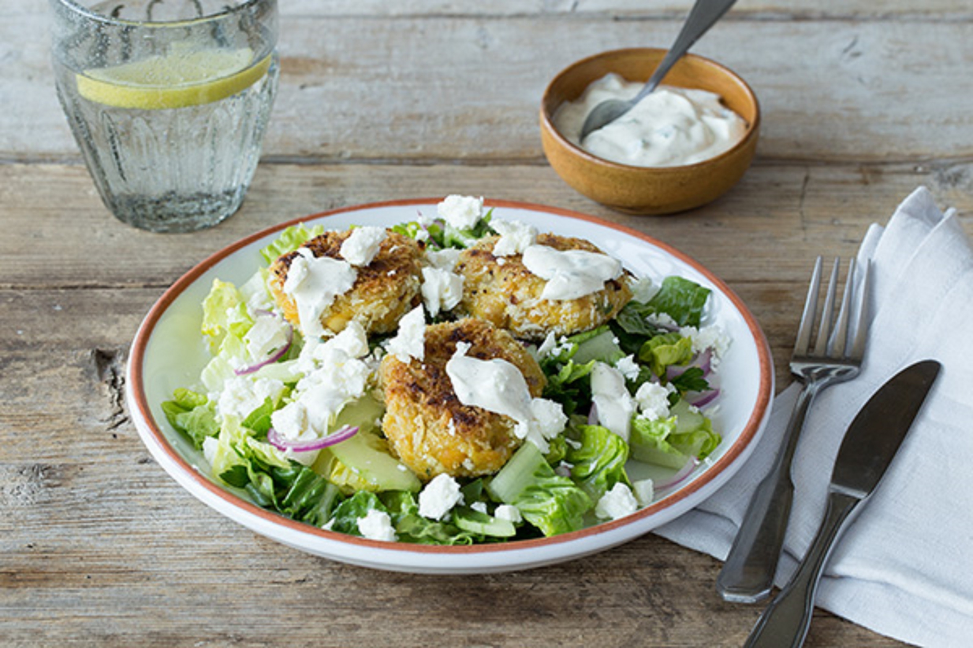 Crispy Chickpea Fritter Salad