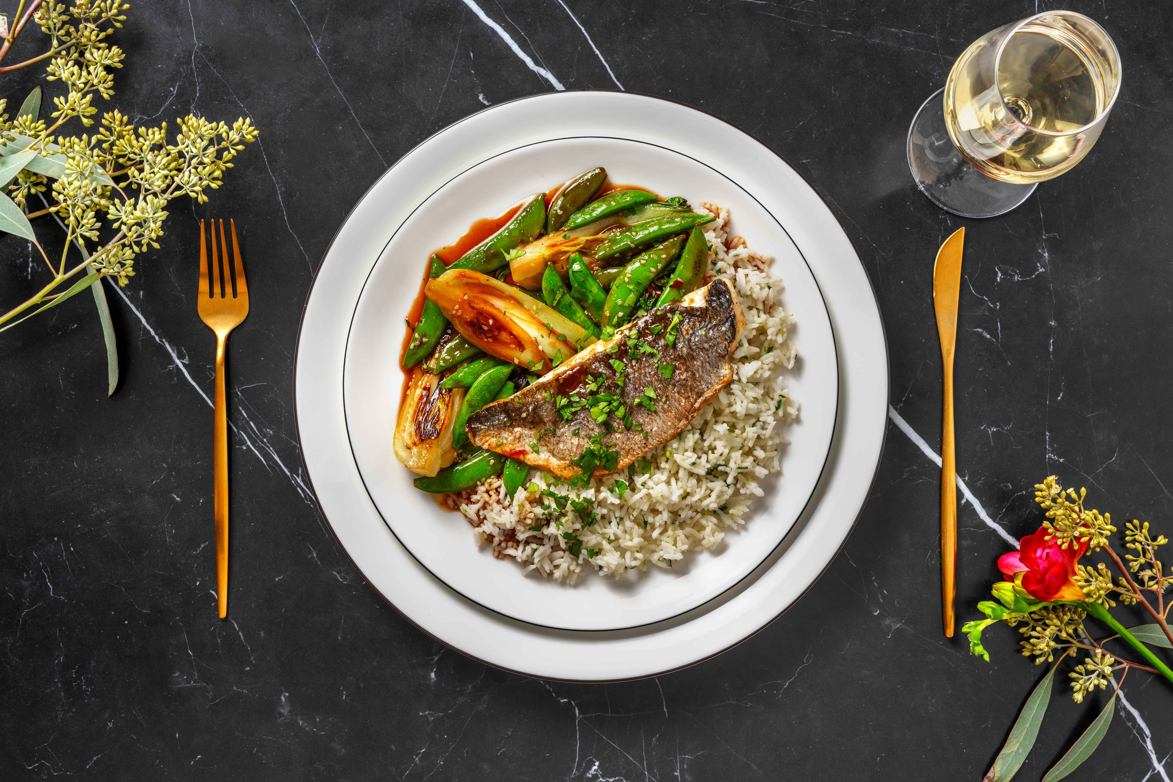 Crispy Sea Bream and Lime Coriander Rice