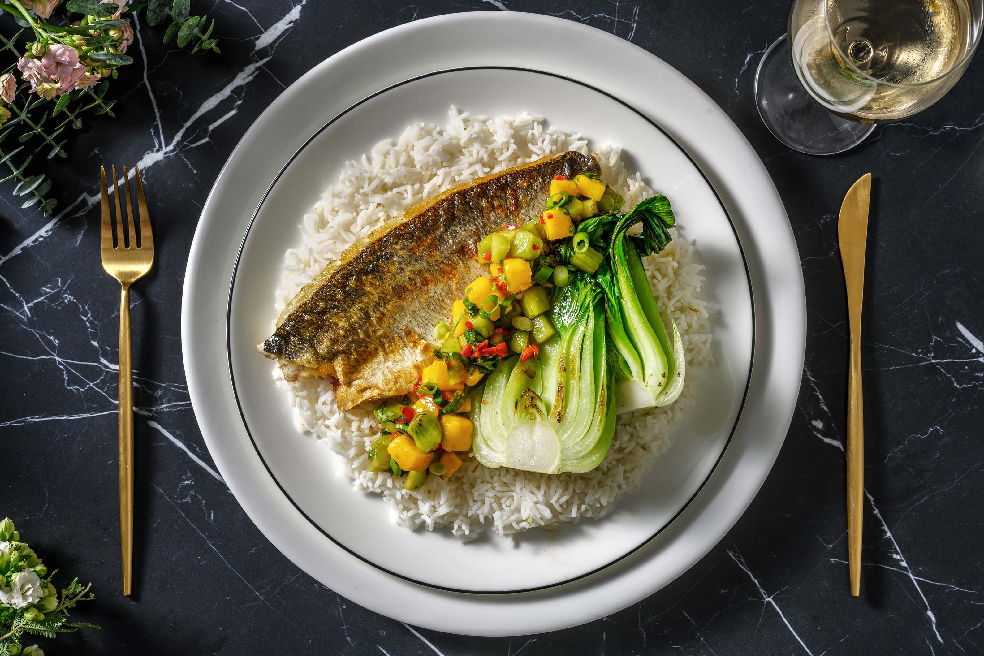 Crispy Sea Bream with Mango and Kiwi Salsa